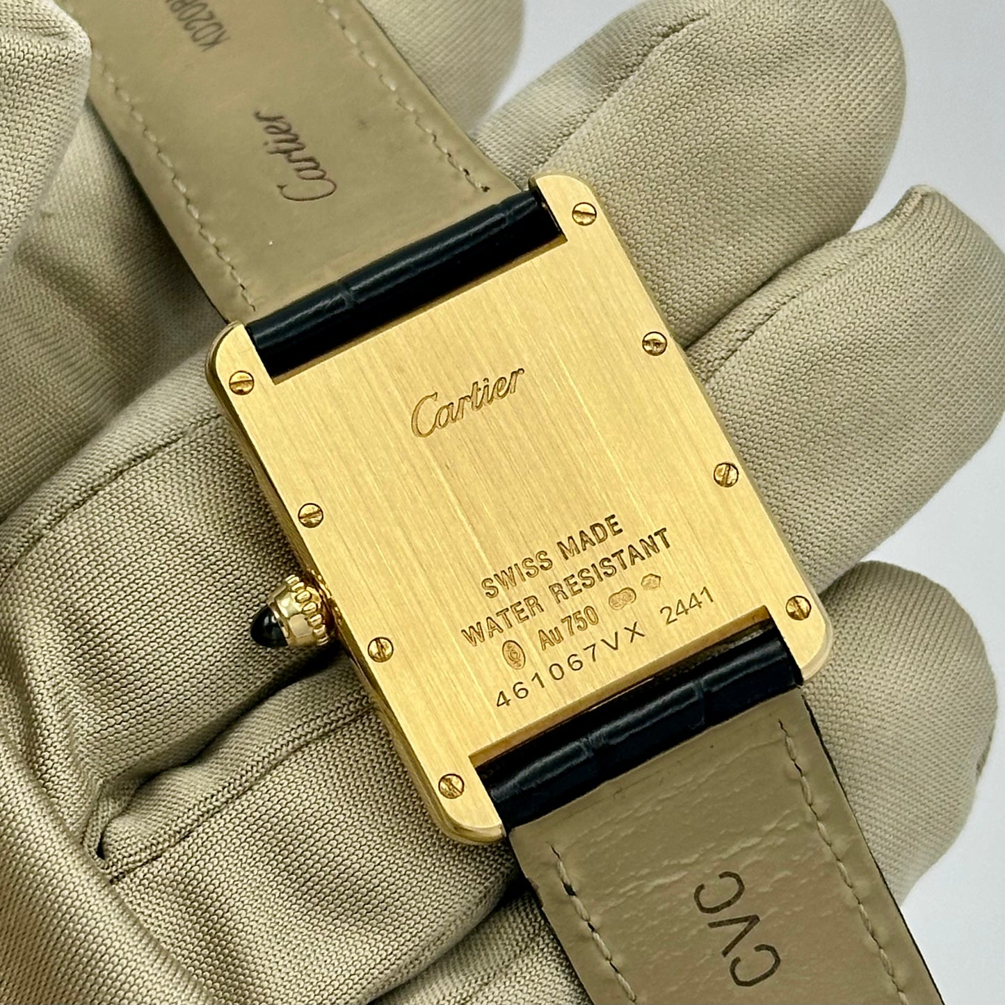 Tank Louis Cartier 18K Yellow Gold White Romans Ref 2441 2010