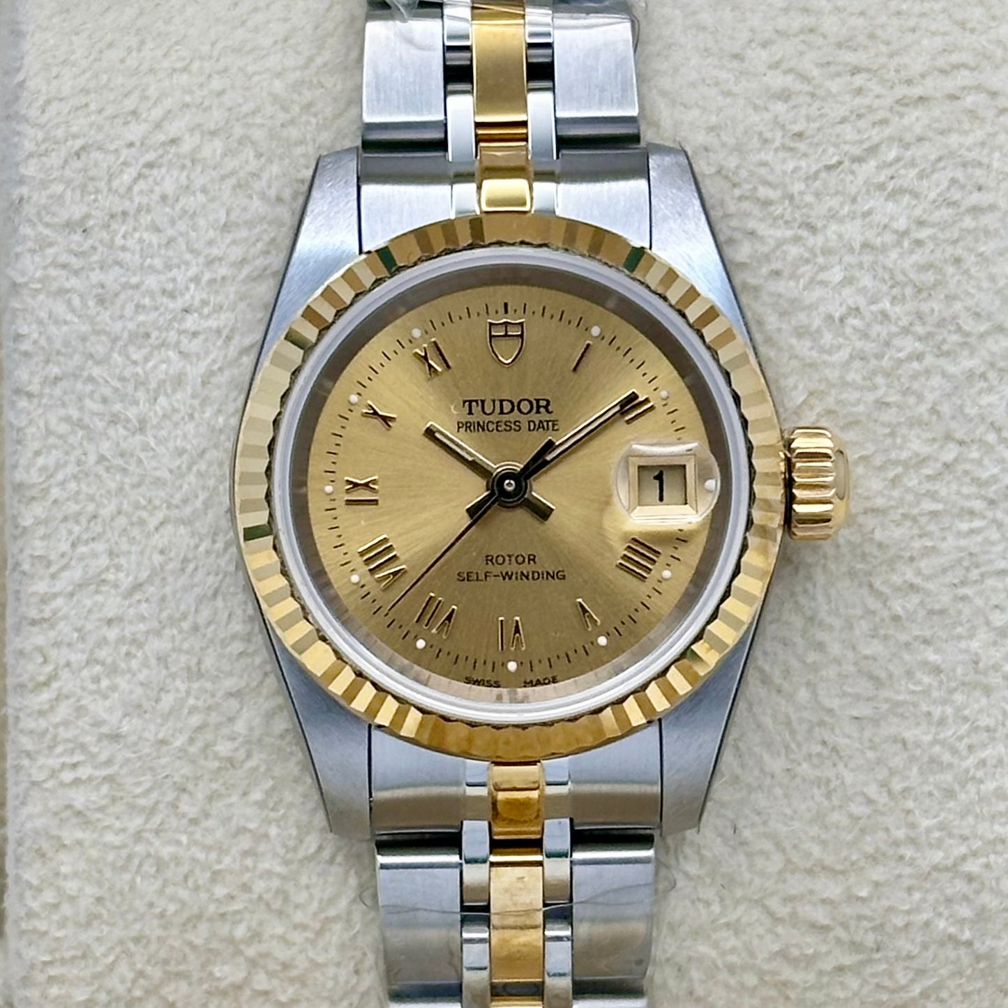 Tudor Princess Date 18K Yellow Gold Champagne Romans Ref 92413 2025