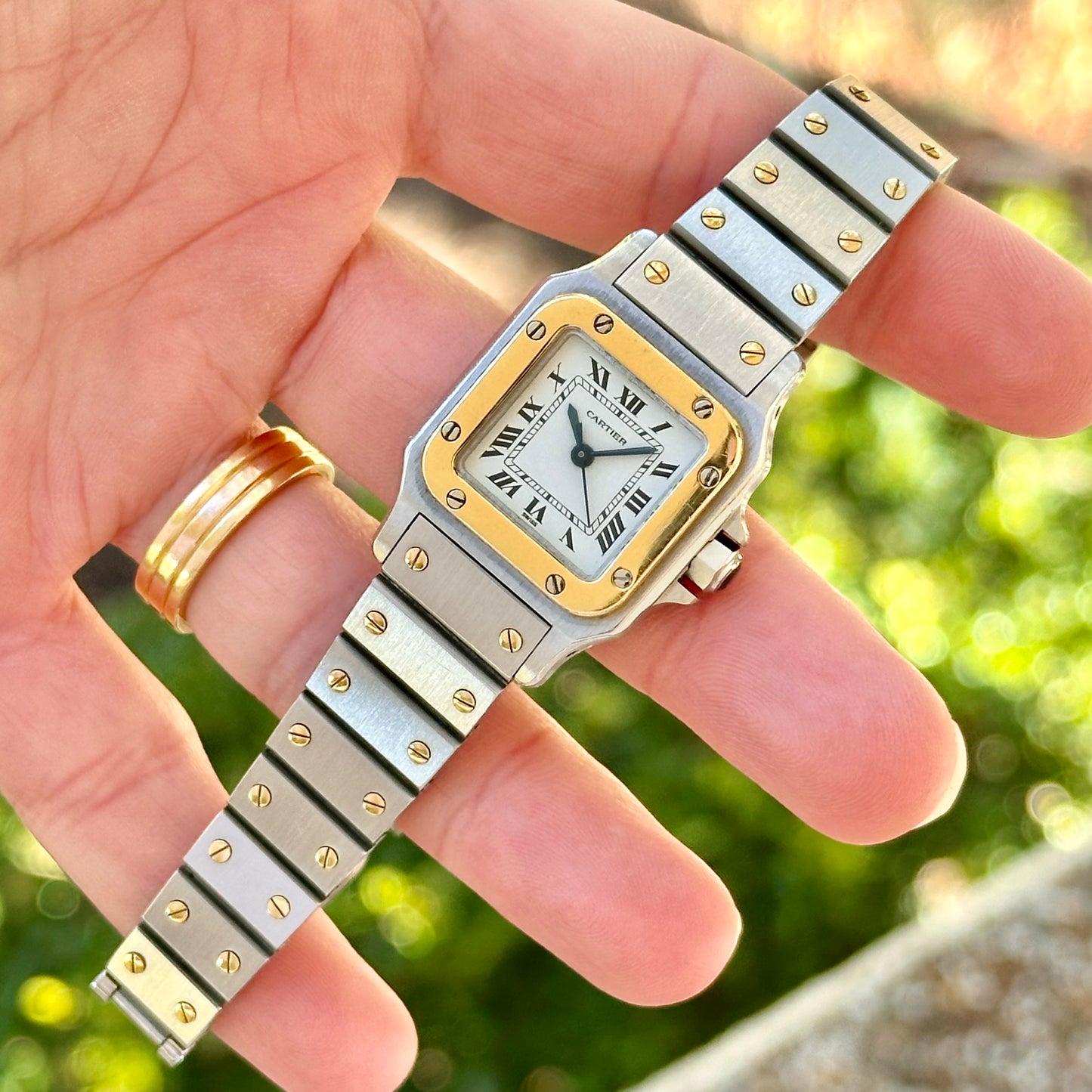 Santos Carree Small 18K Yellow Gold Two Tone Ref 0902 1990
