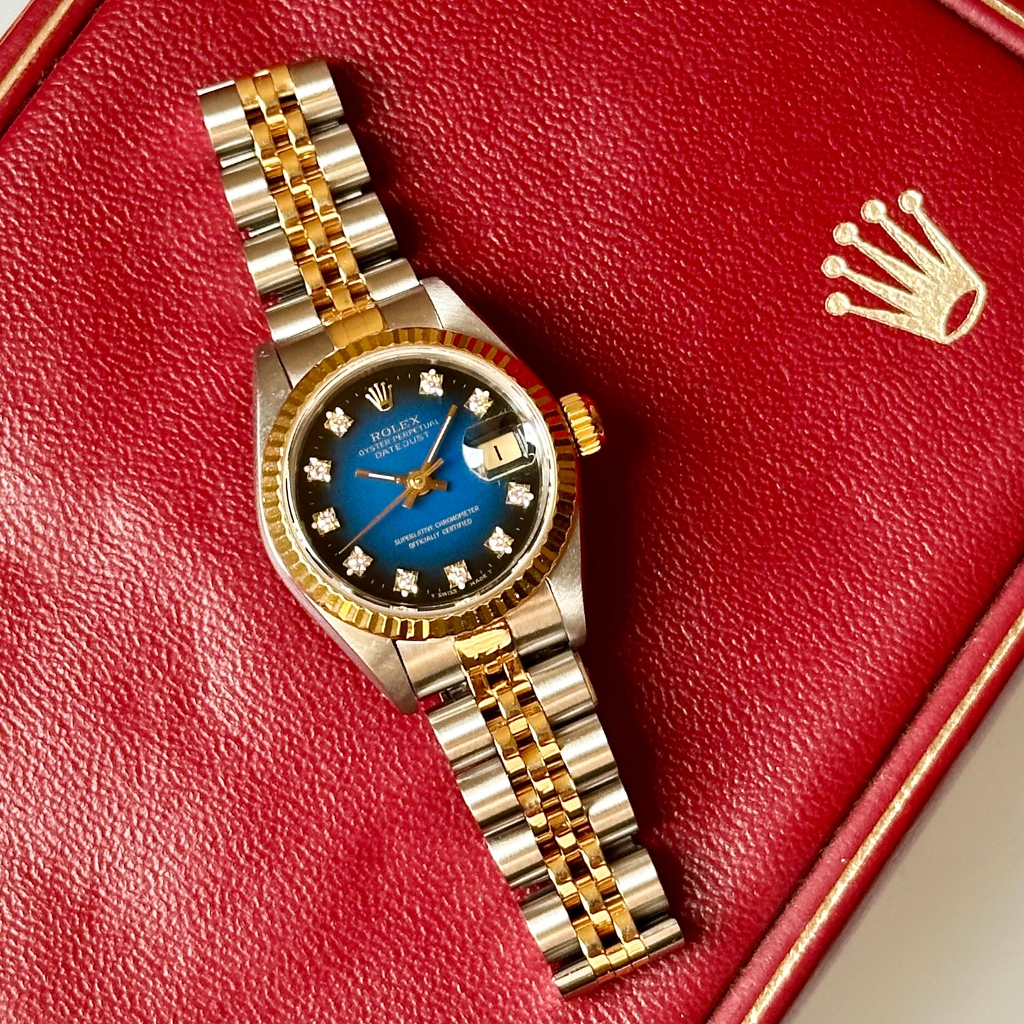 Lady-Datejust 26 Blue Vignette Diamond Ref 69173 1989