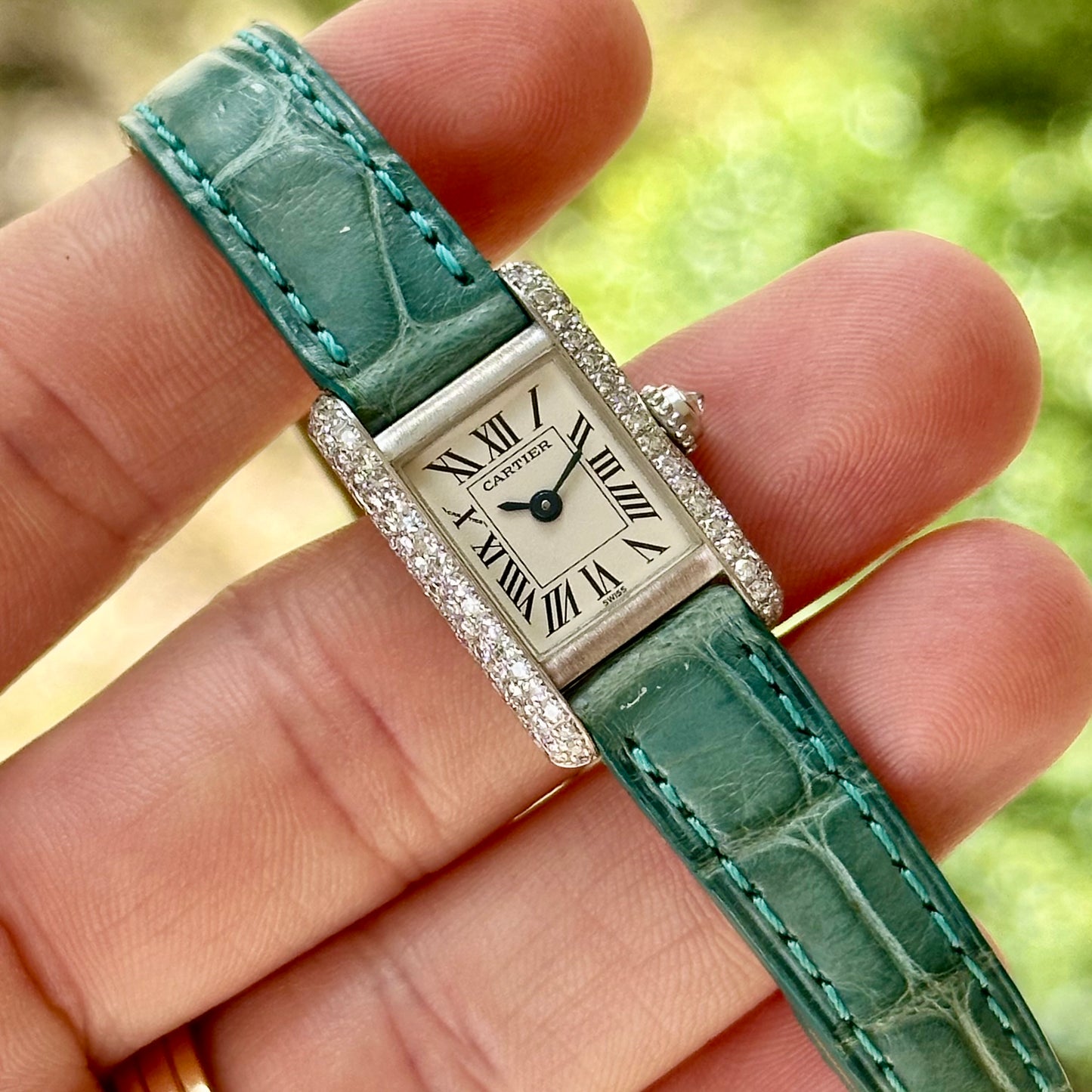Tank Mini 18K White Gold Diamond Set White Ref 1370 1 1990
