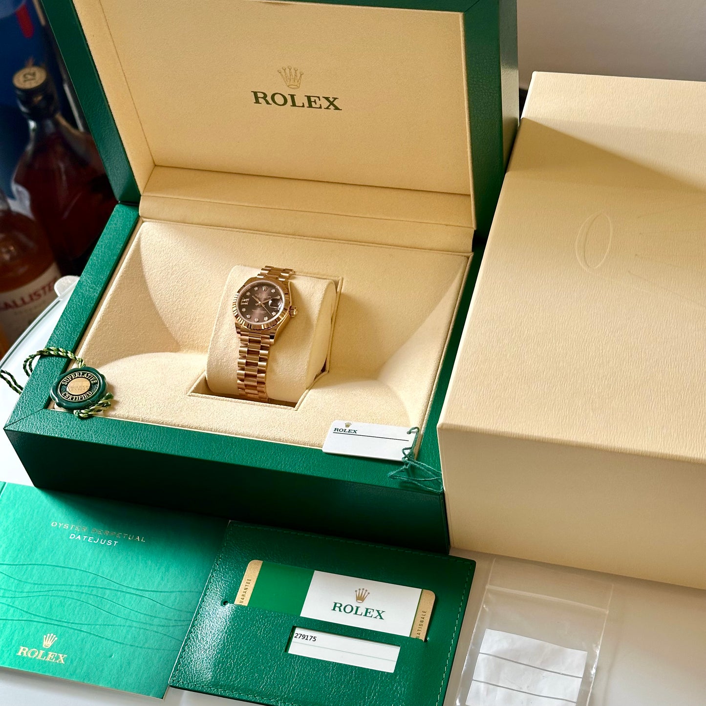 Lady-Datejust 28 Chocolate Diamond Star 18K Rose Gold President 279175