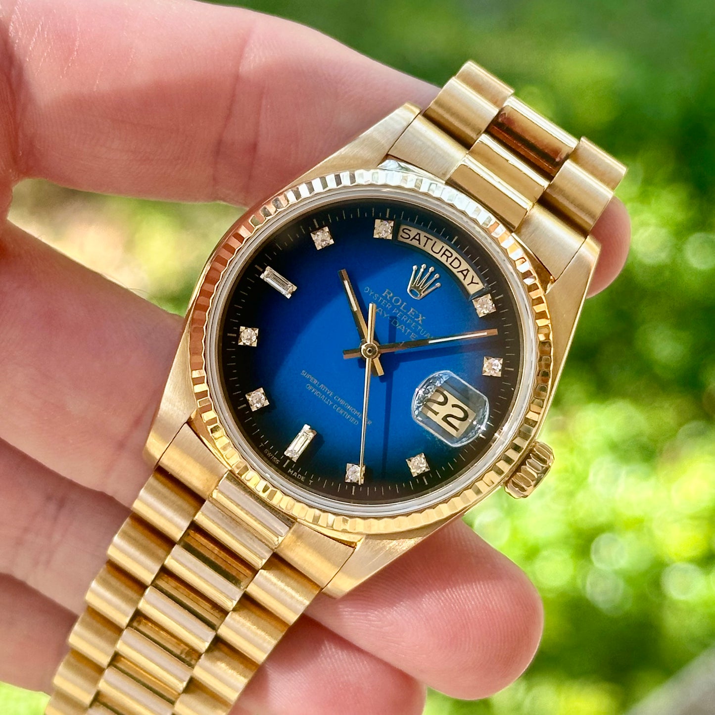 Day-Date 36 Blue Vignette Diamond Ref 18038 1988