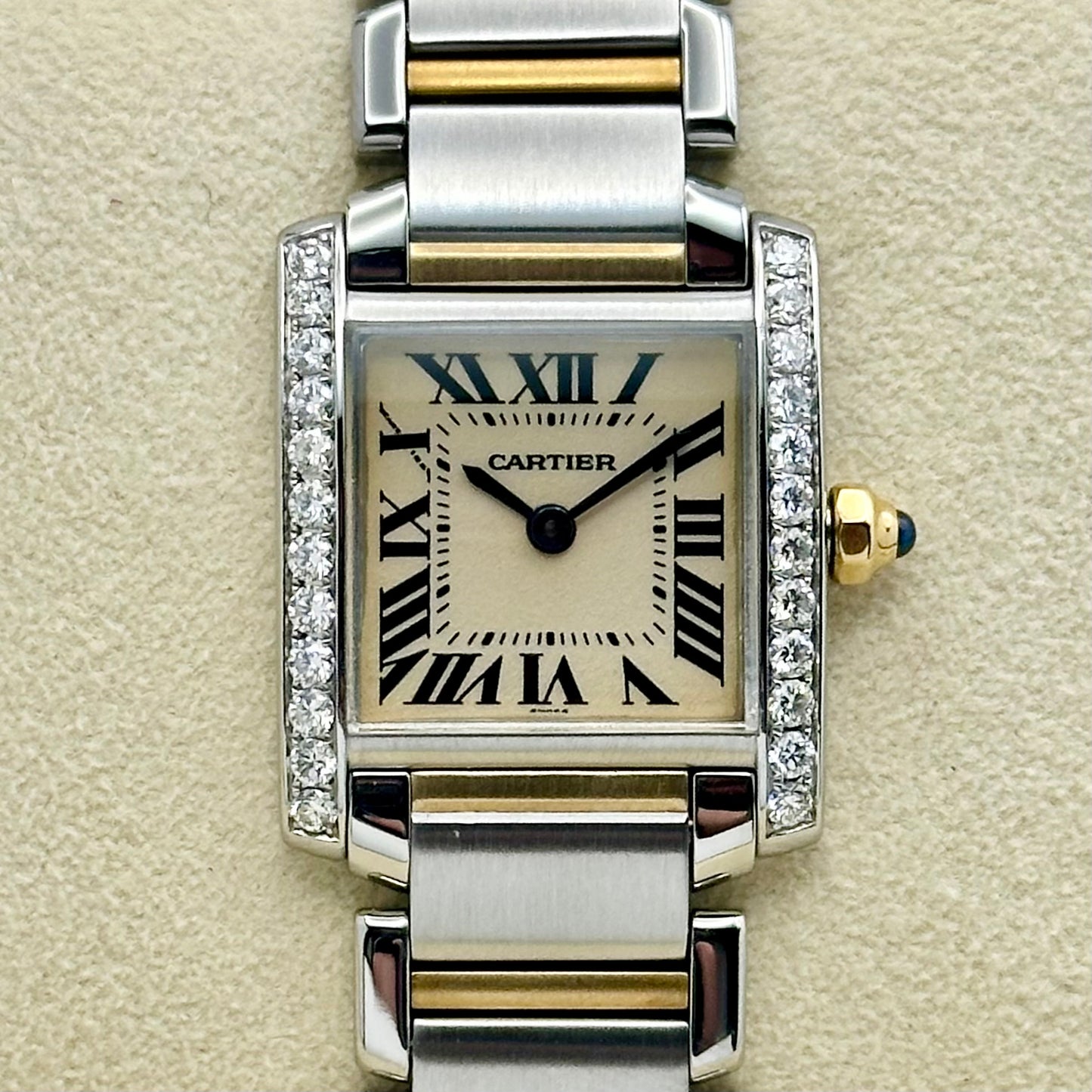 Tank Française Small Diamond Bezel Two Tone Ref 2300 2000