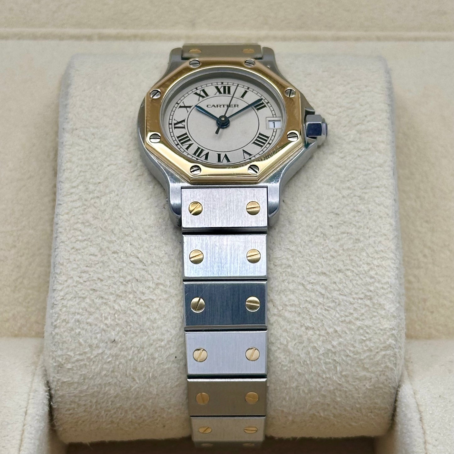 (ON HOLD) Santos Octagon Small White Romans 18K Yellow Gold Two Tone Ref 187903 1990