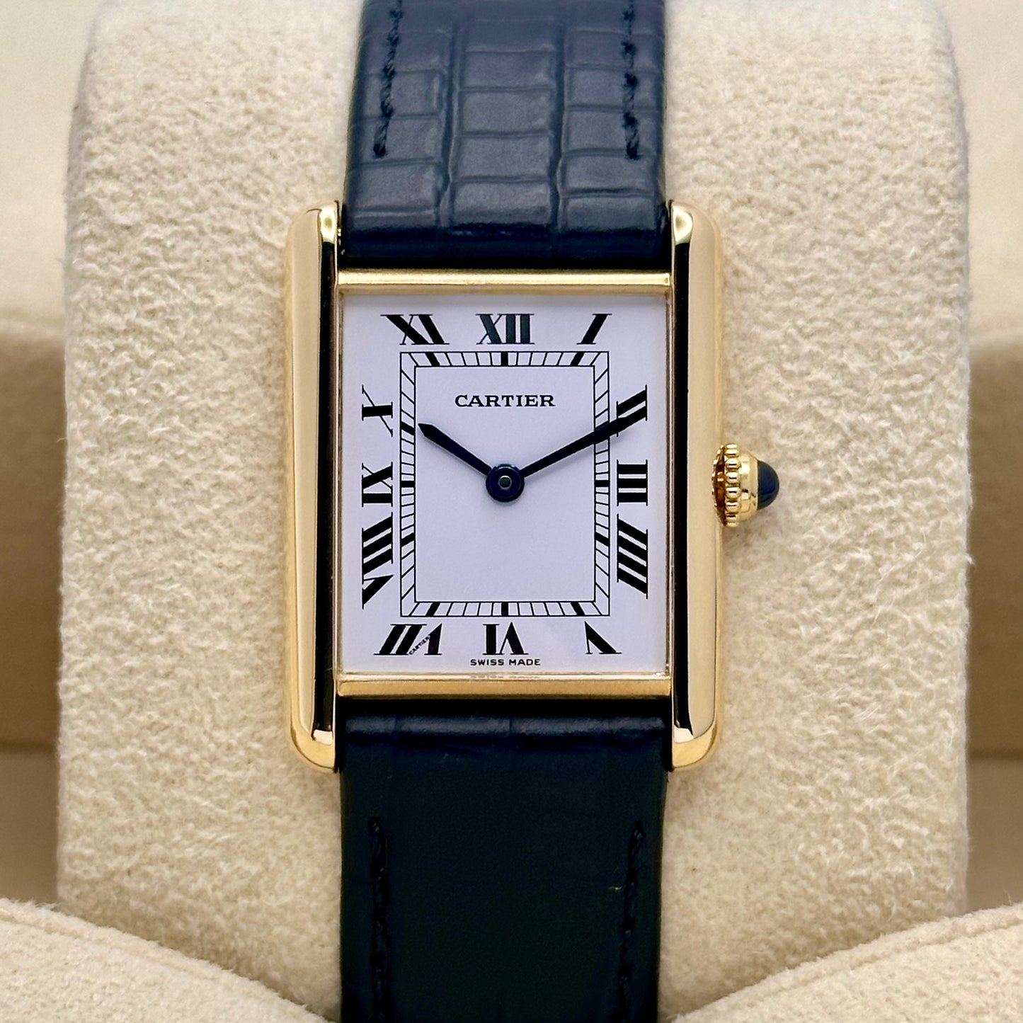 Tank Louis Cartier 18K Yellow Gold White Romans Ref 81052