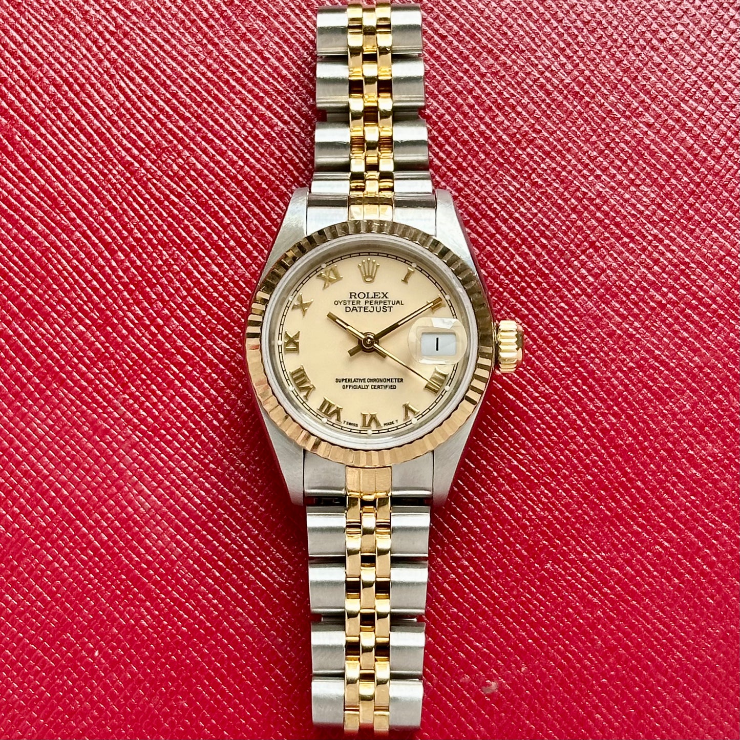 Lady-Datejust 26 Ivory Romans 18K Yellow Gold Two Tone Ref 69173 1993