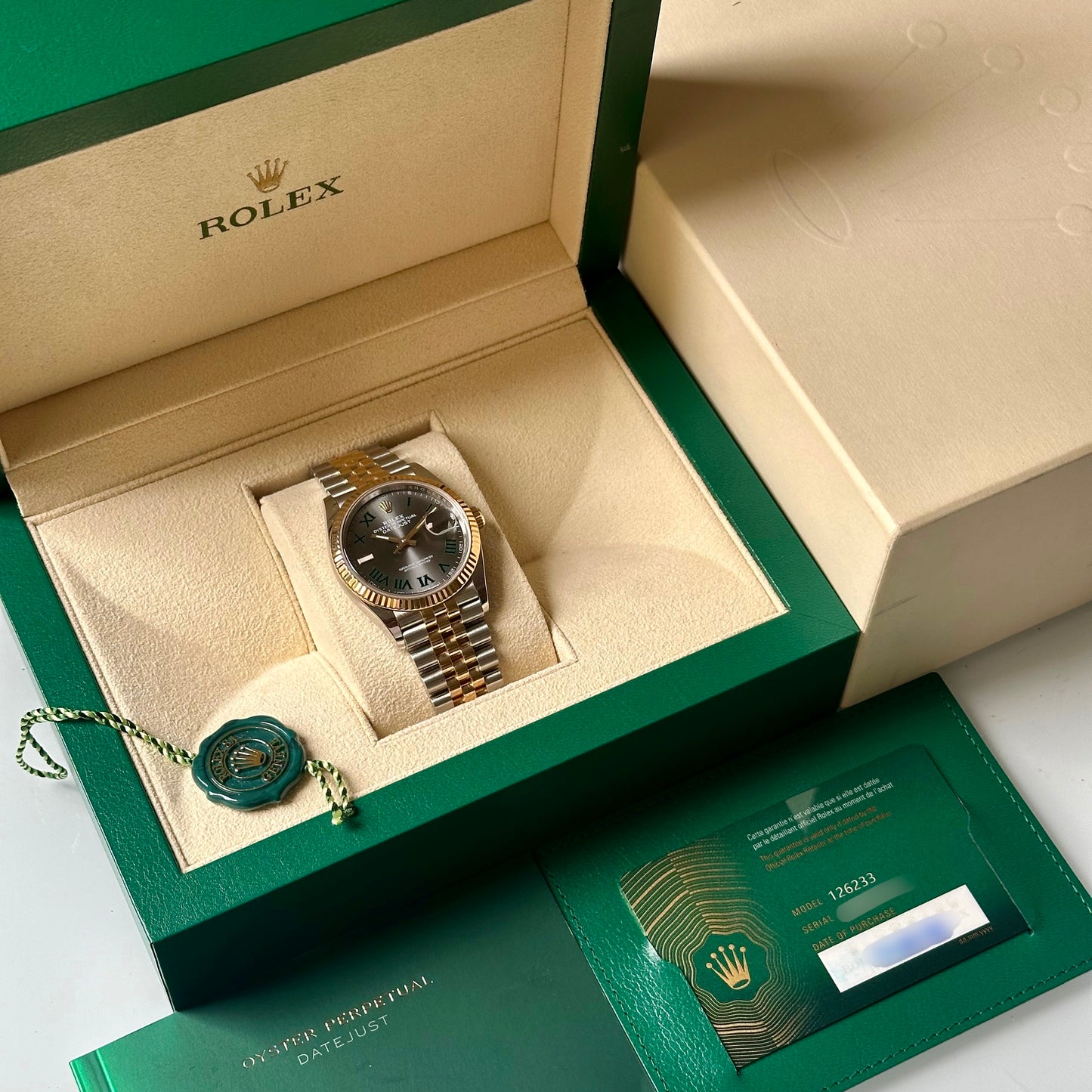 Datejust 36 Wimbledon 18K Yellow Gold Ref 126233 2024