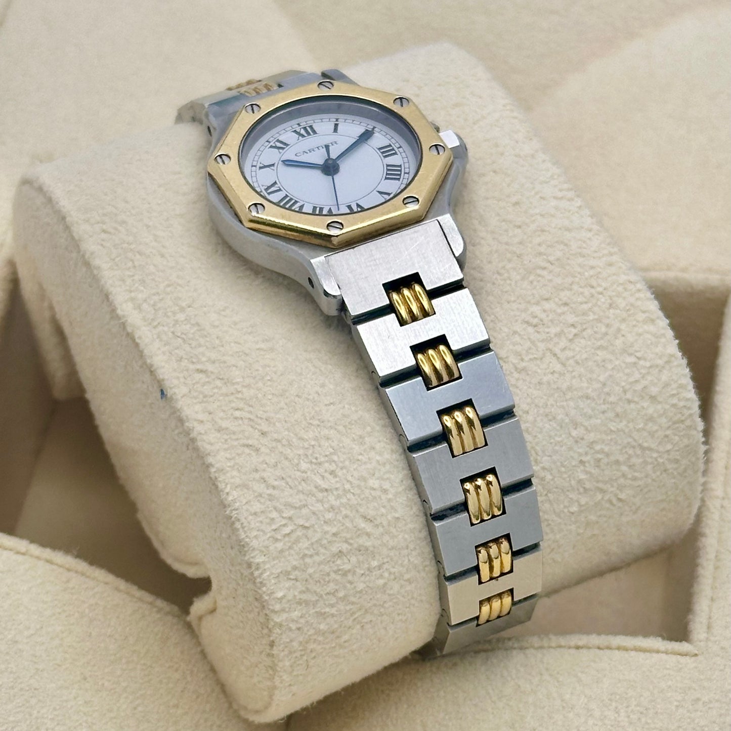 Santos Octagon White Romans 18K Yellow Gold 0907 1990