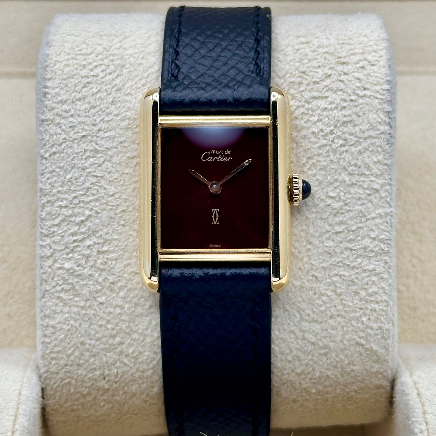 Tank Must De Cartier Small Burgundy Manual Winding