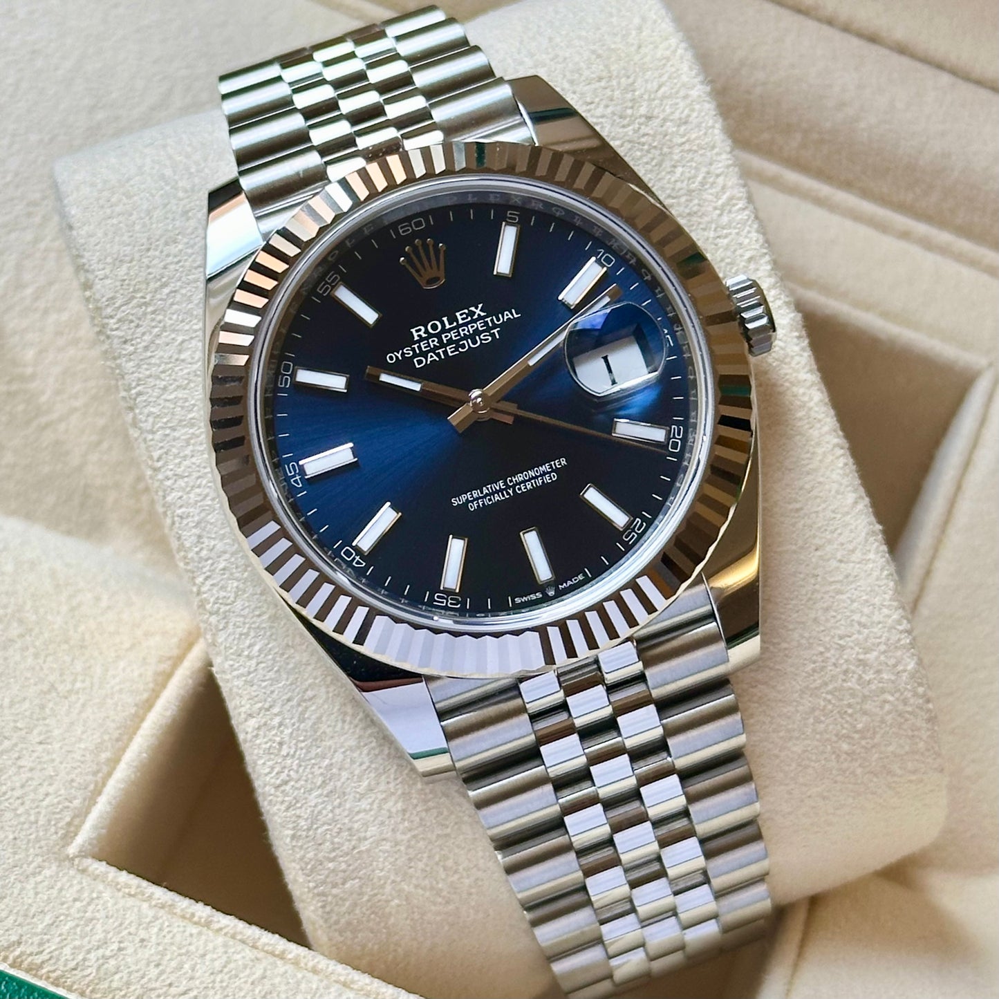 Datejust 41 Sunburst Blue 18K White Gold Ref 126334 2020