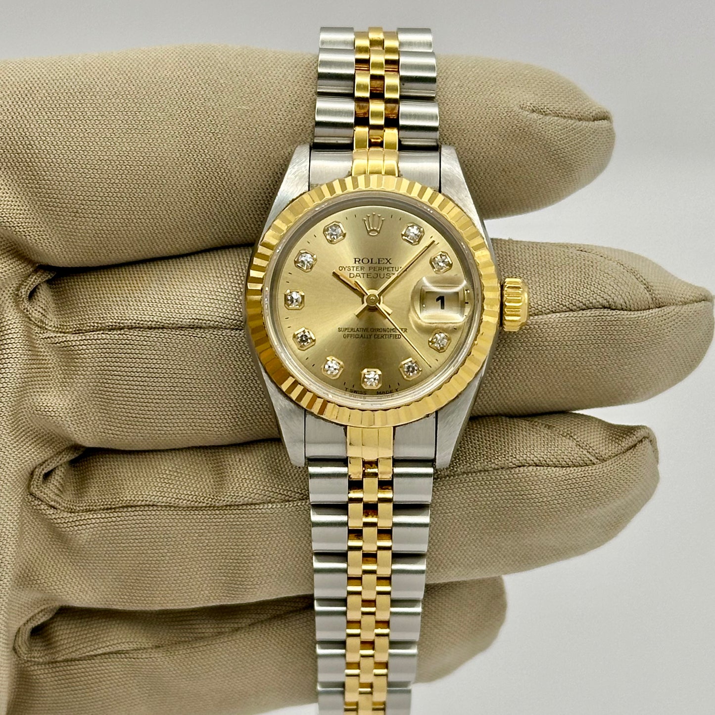 Lady-Datejust 26 Champagne Big Diamond Ref 69173 1996