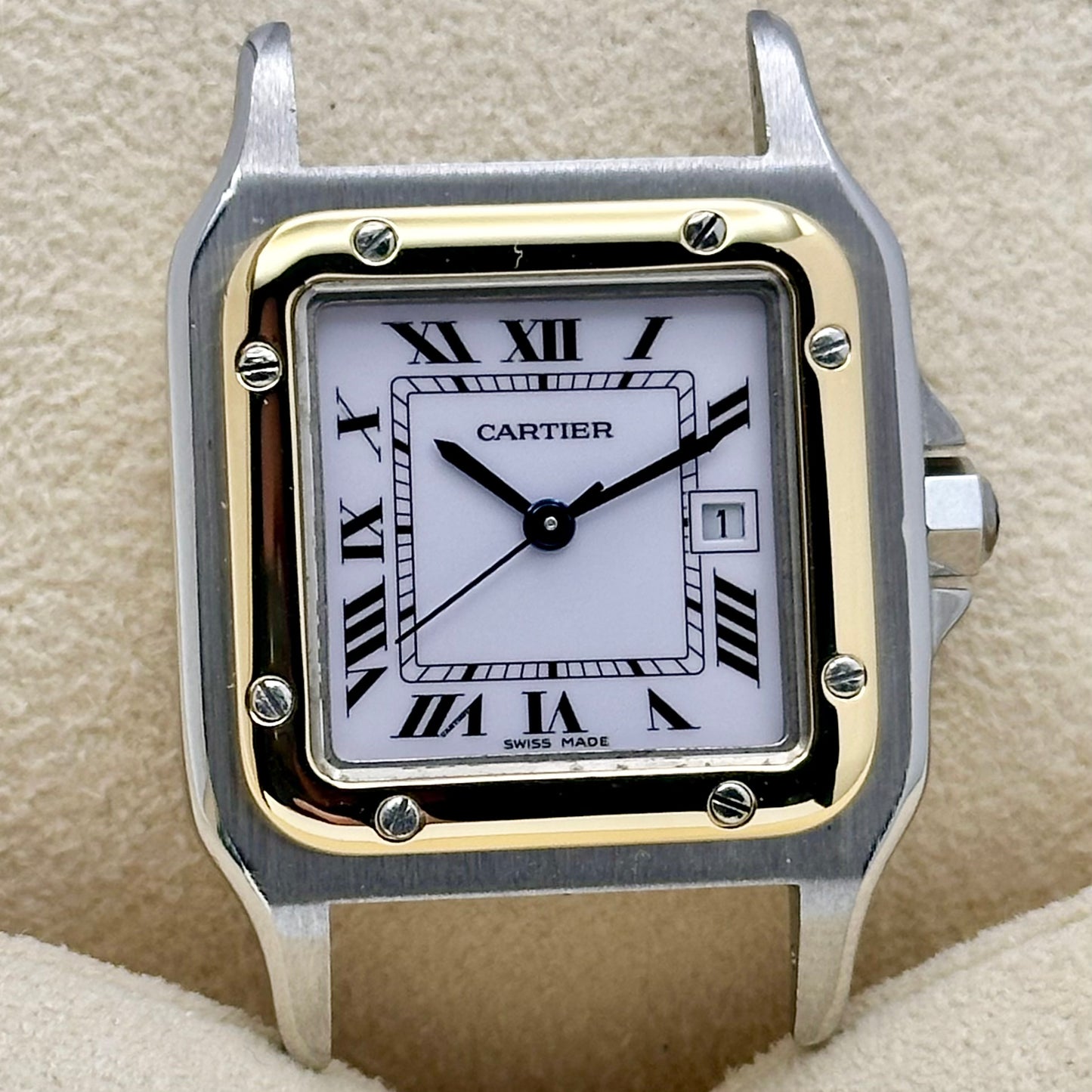Santos Carree Large White Romans 18K Yellow Gold Ref 2961 1980