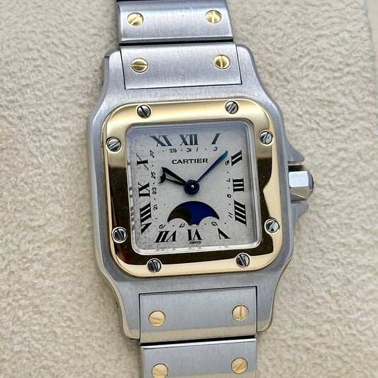 Santos Galbée Small Moonphase 18K Yellow Gold Two Tone Ref 119902 1990