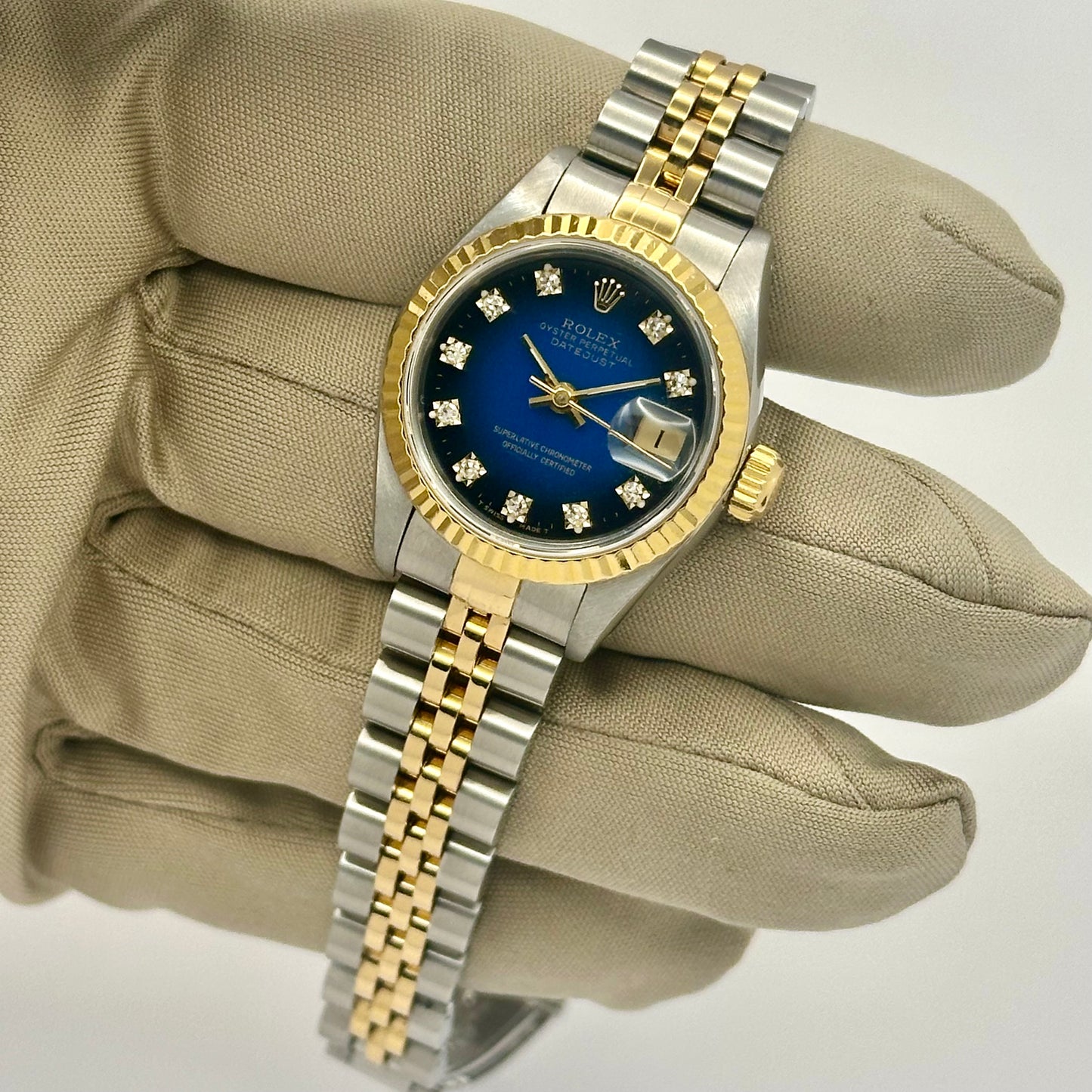 Lady-Datejust 26 Blue Vignette Diamond Ref 69173 1989