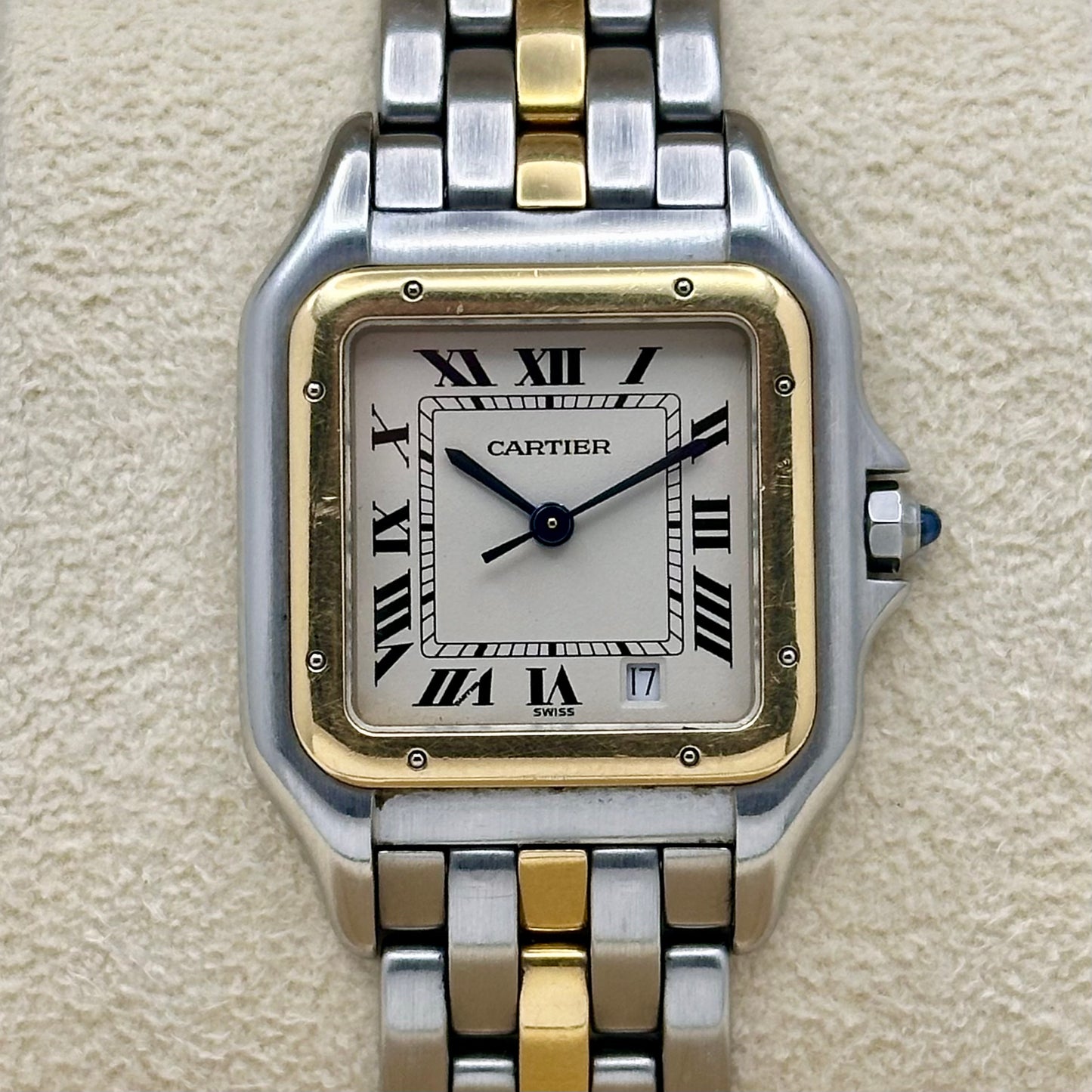 Panthère Large White Romans 18K Yellow Gold Single Row Ref 8392 1990