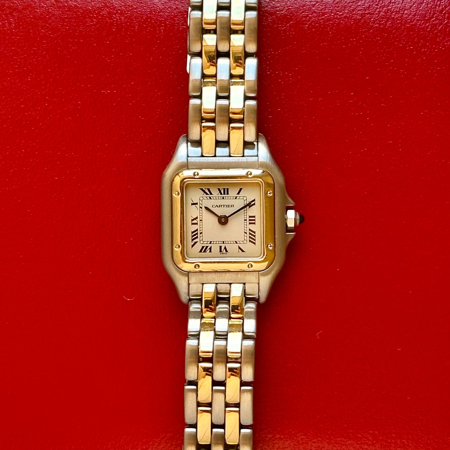 (ON HOLD) Panthére Small Two Row 18K Yellow Gold White Romans Ref 1057917 1990