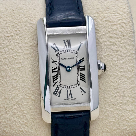 Tank Américaine 18K White Gold White Romans Ref 2489