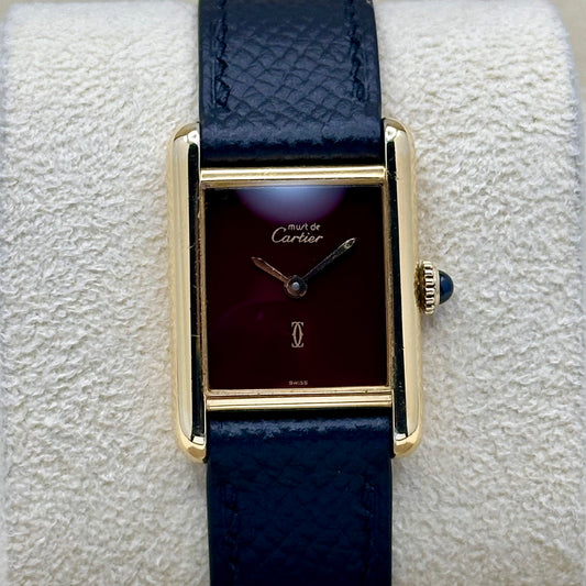 (ON HOLD) Tank Must De Cartier Small Burgundy Manual Winding
