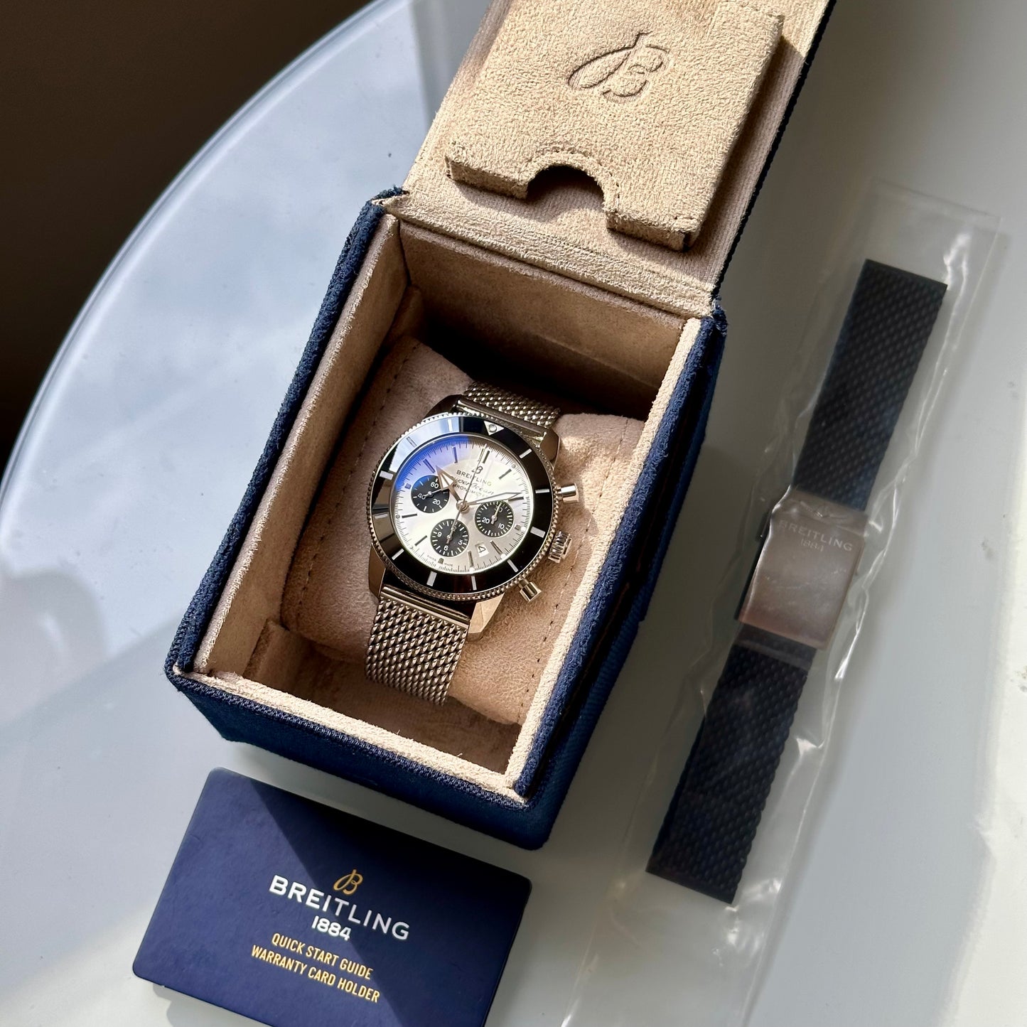 Super Ocean Heritage B01 Chronograph 44 Silver Ref AB0162121G1S1 2023