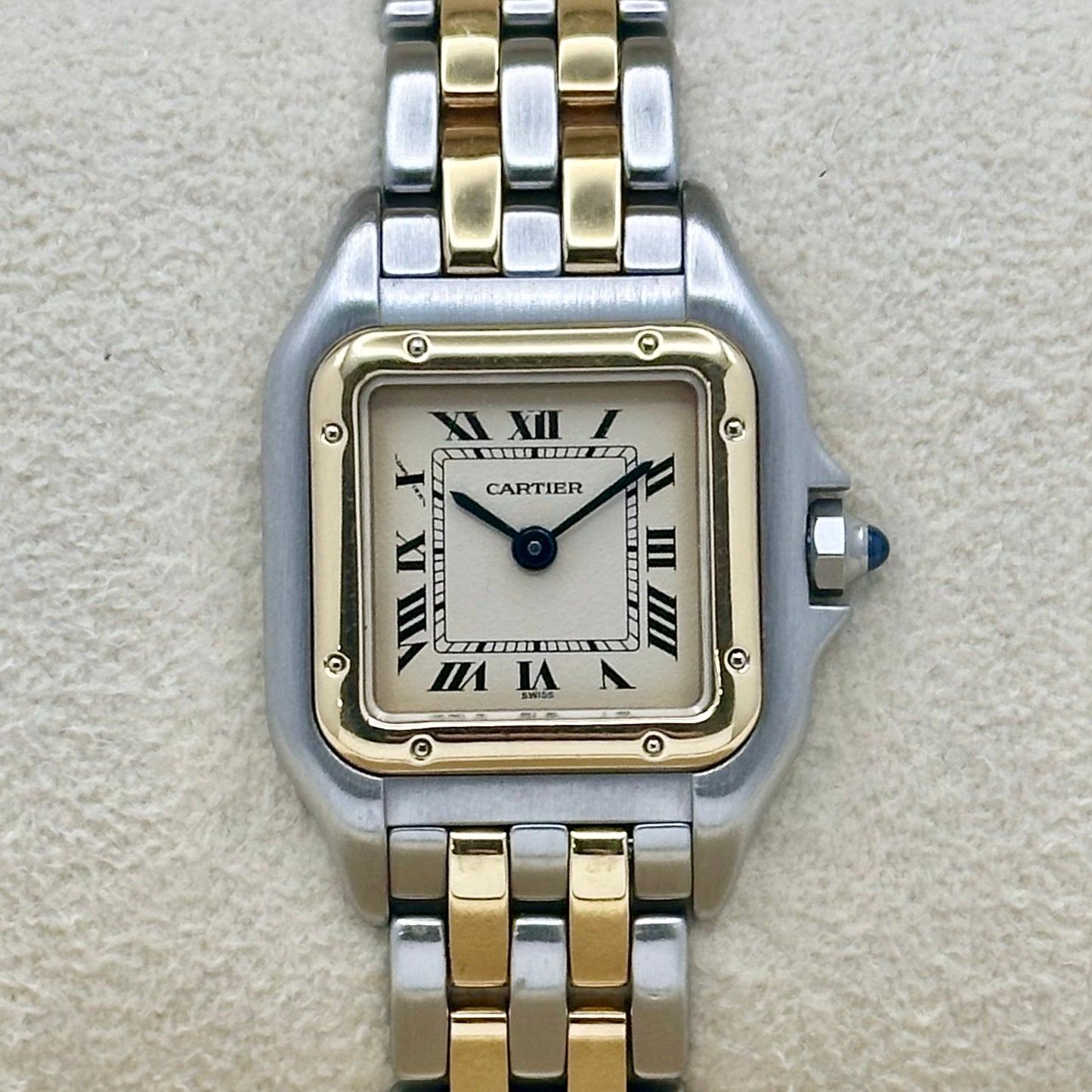 (ON HOLD) Panthére Small Two Row 18K Yellow Gold White Romans Ref 1057917 1990