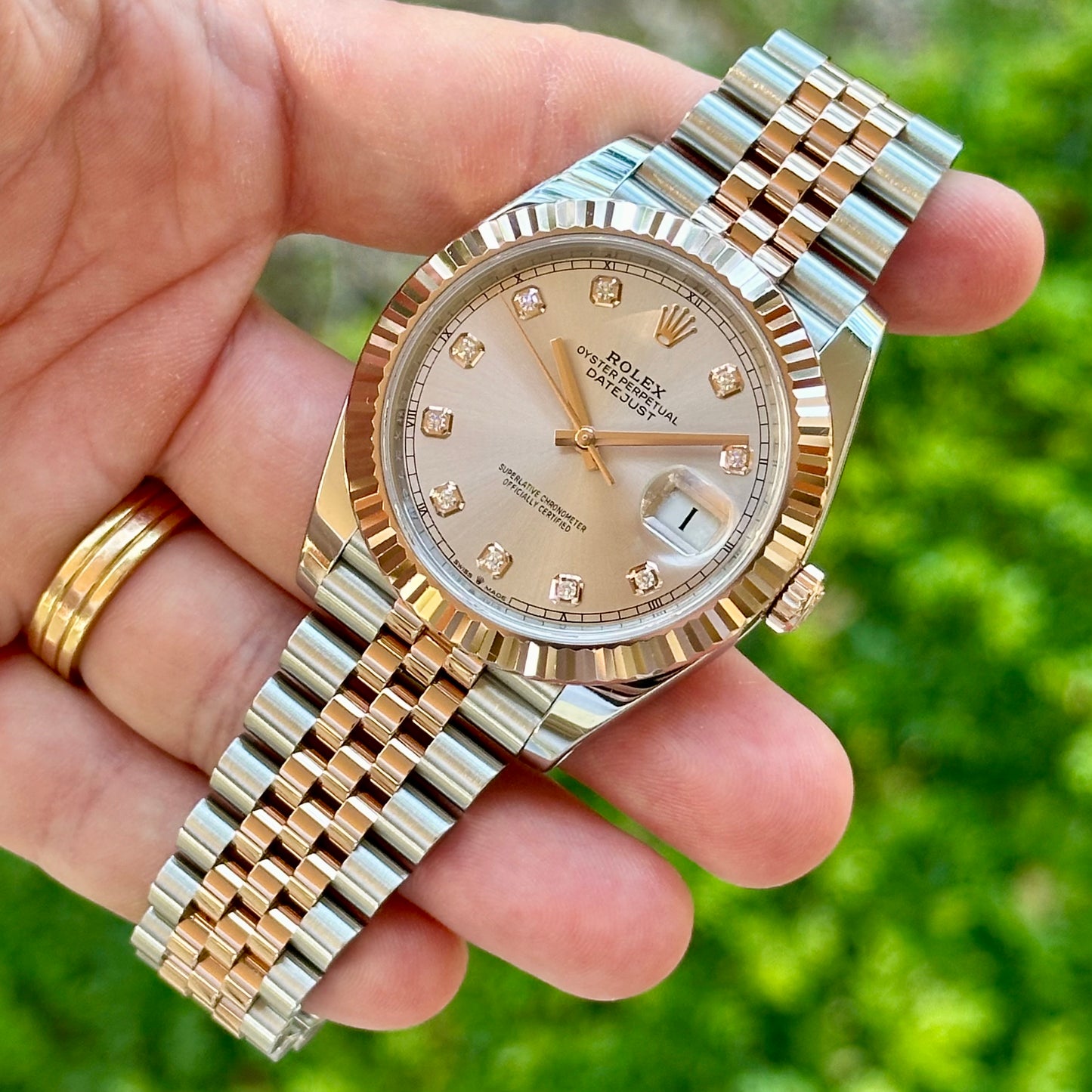 Rolex Datejust 41 Sundust Diamond 18K Rose Gold Ref 126331