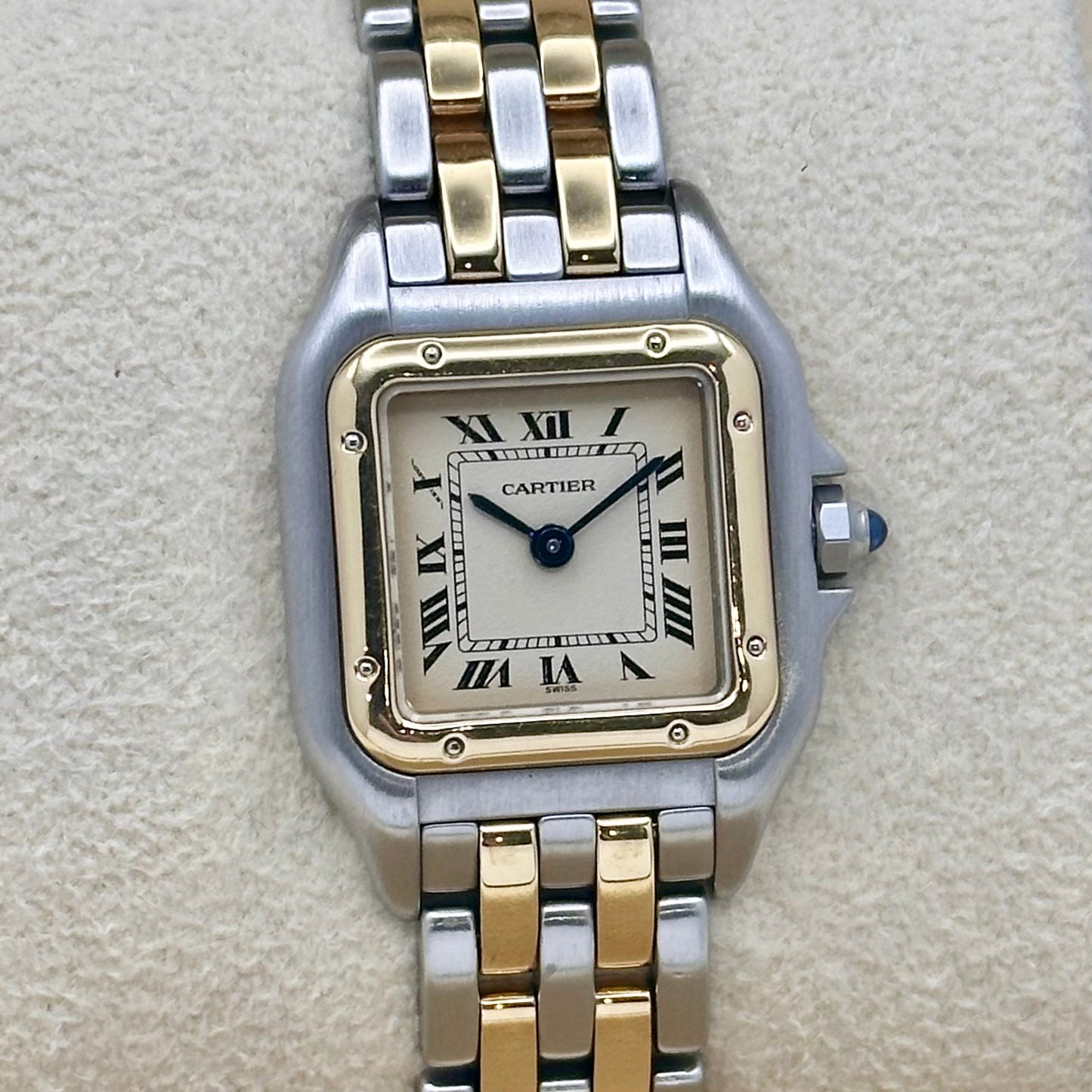 (ON HOLD) Panthére Small Two Row 18K Yellow Gold White Romans Ref 1057917 1990