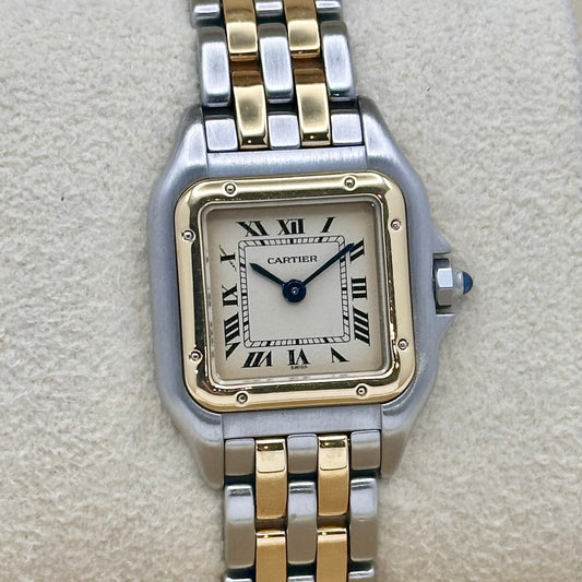 Panthére Small Two Row 18K Yellow Gold White Romans Ref 1057917 1990