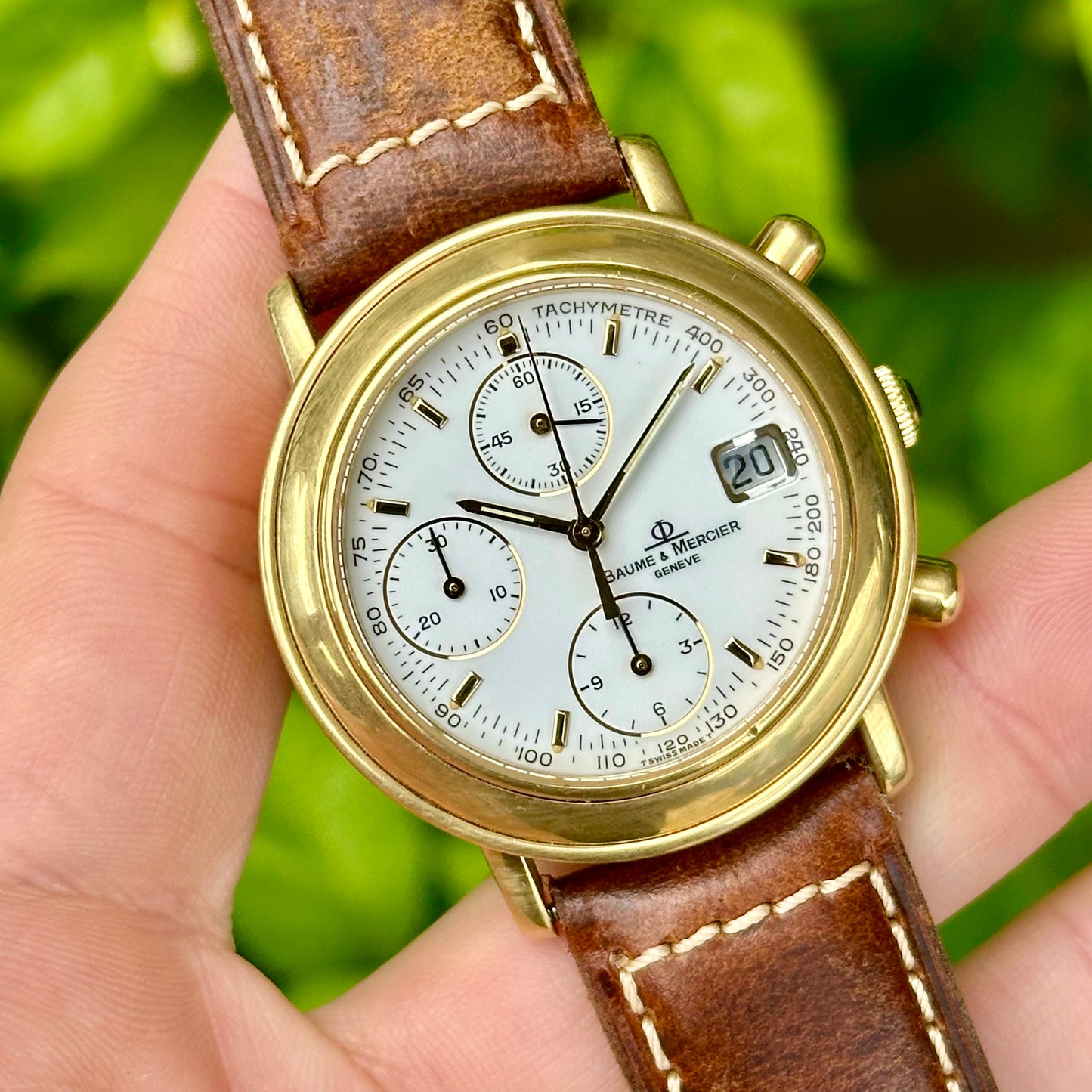 Baumatic Chronograph 18K Yellow Gold Ref 86104