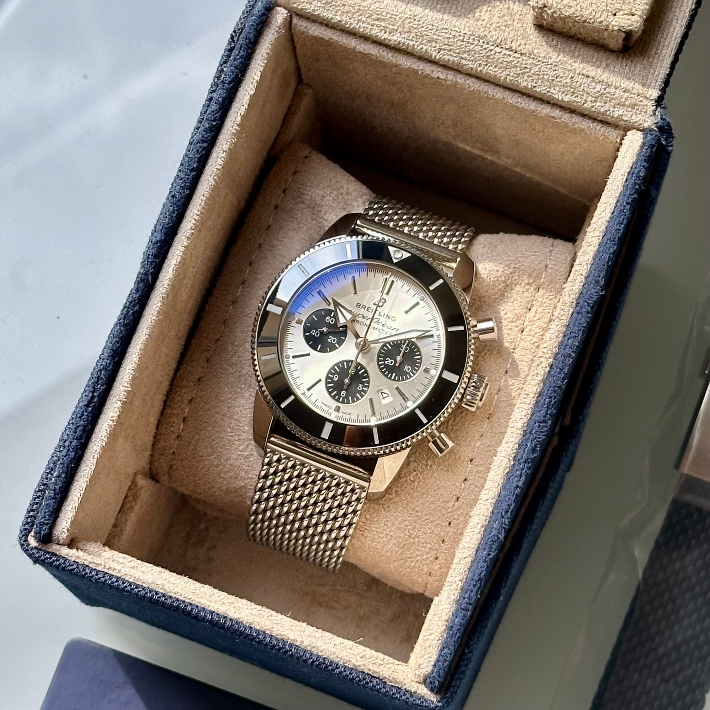 Super Ocean Heritage B01 Chronograph 44 Silver Ref AB0162121G1S1 2023