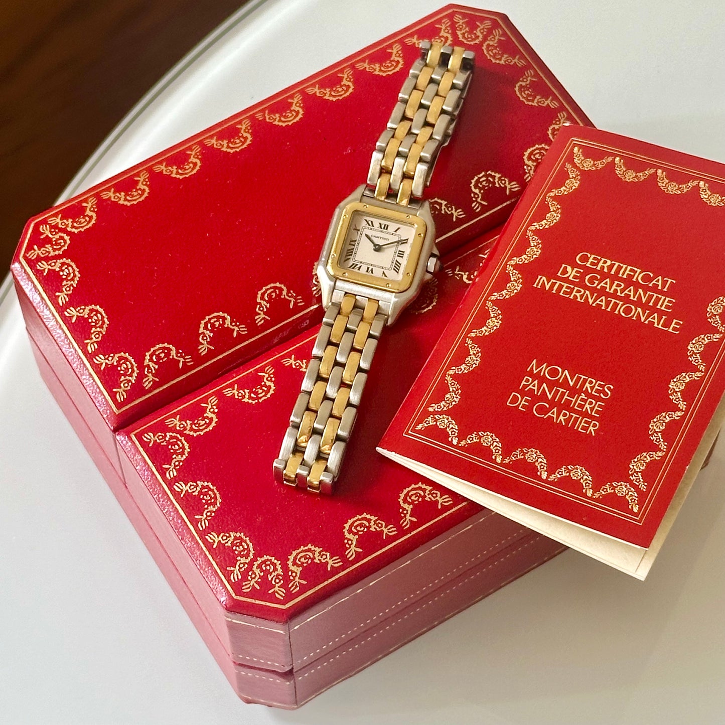 Panthère Two Row White Romans 18K Yellow Gold Ref 1120 1994