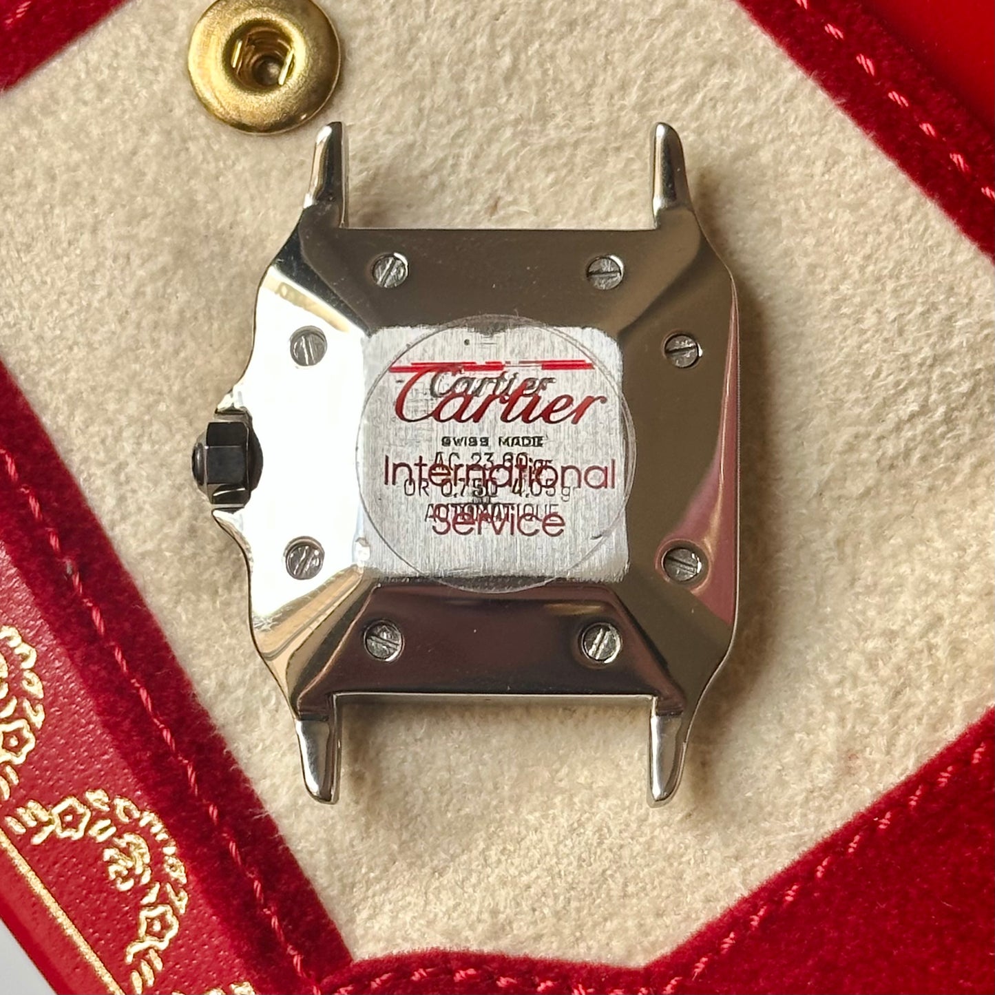 (ON HOLD) Santos Carree Large White Romans 18K Yellow Gold Ref 2961 1980