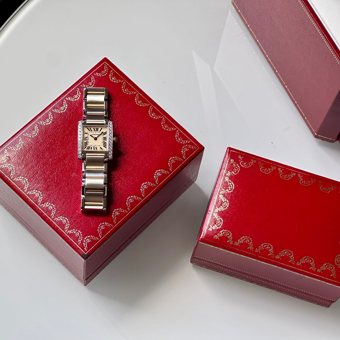 Tank Française Small Diamond Bezel Two Tone Ref 2300 2000