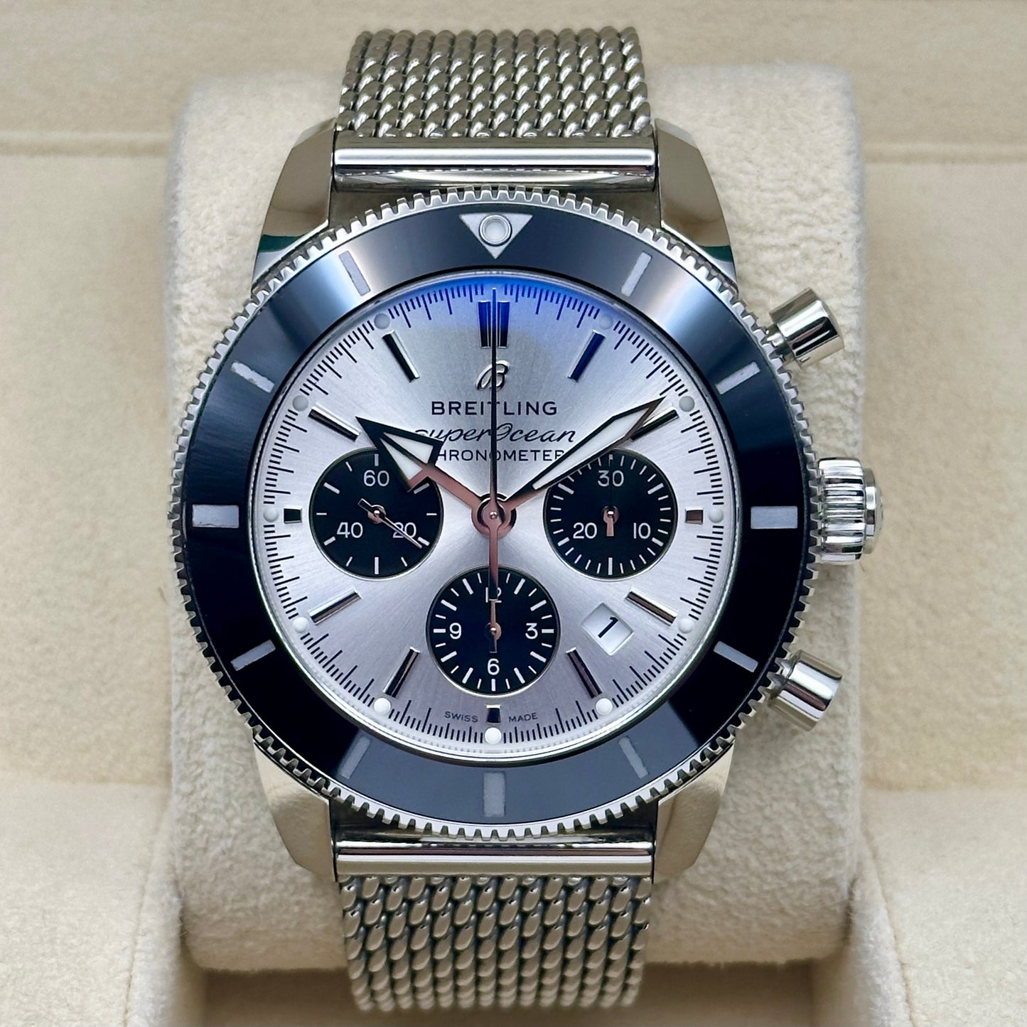 Super Ocean Heritage B01 Chronograph 44 Silver Ref AB0162121G1S1 2023