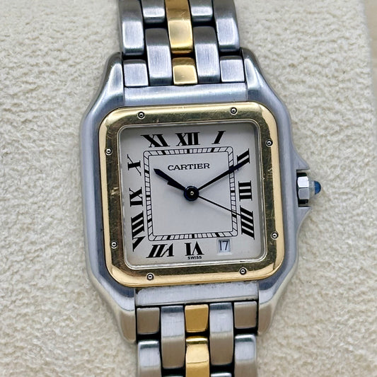 Panthère Large White Romans 18K Yellow Gold Single Row Ref 8392 1990