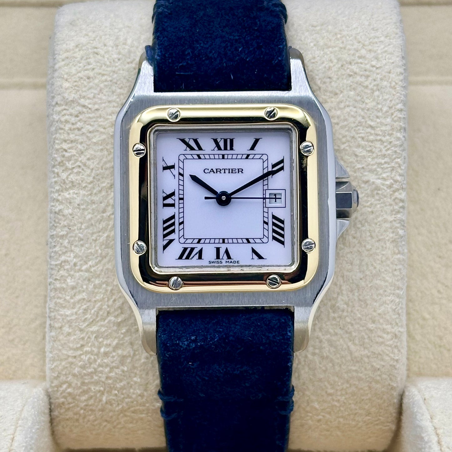 Santos Carree Large White Romans 18K Yellow Gold Ref 2961 1980