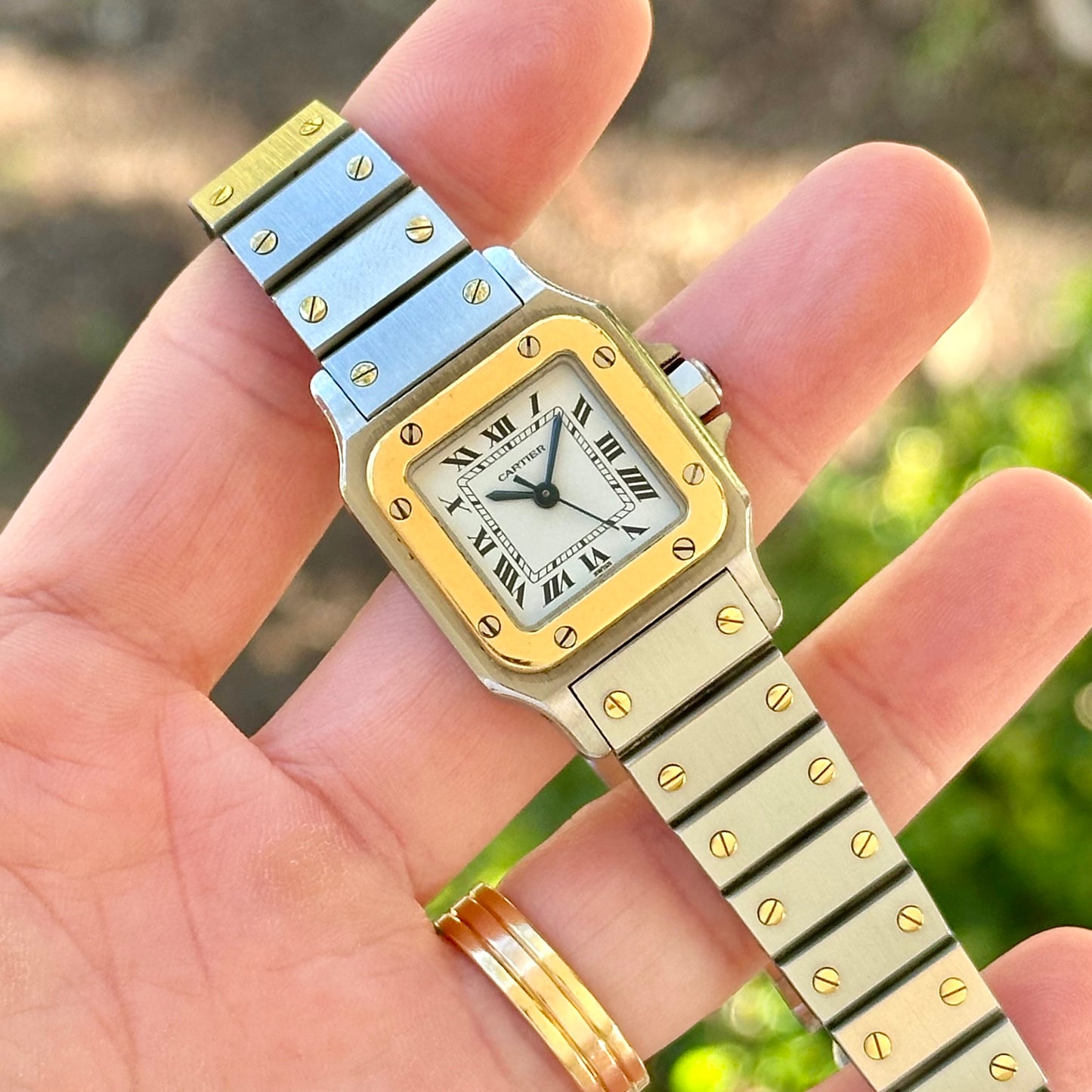 Santos Carree Small 18K Yellow Gold Two Tone Ref 0902 1990