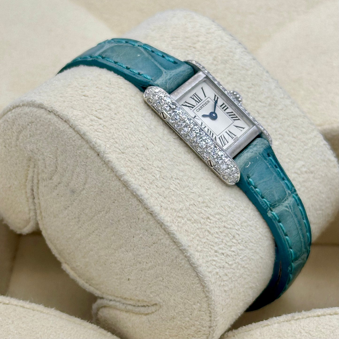 Tank Mini 18K White Gold Diamond Set White Ref 1370 1 1990