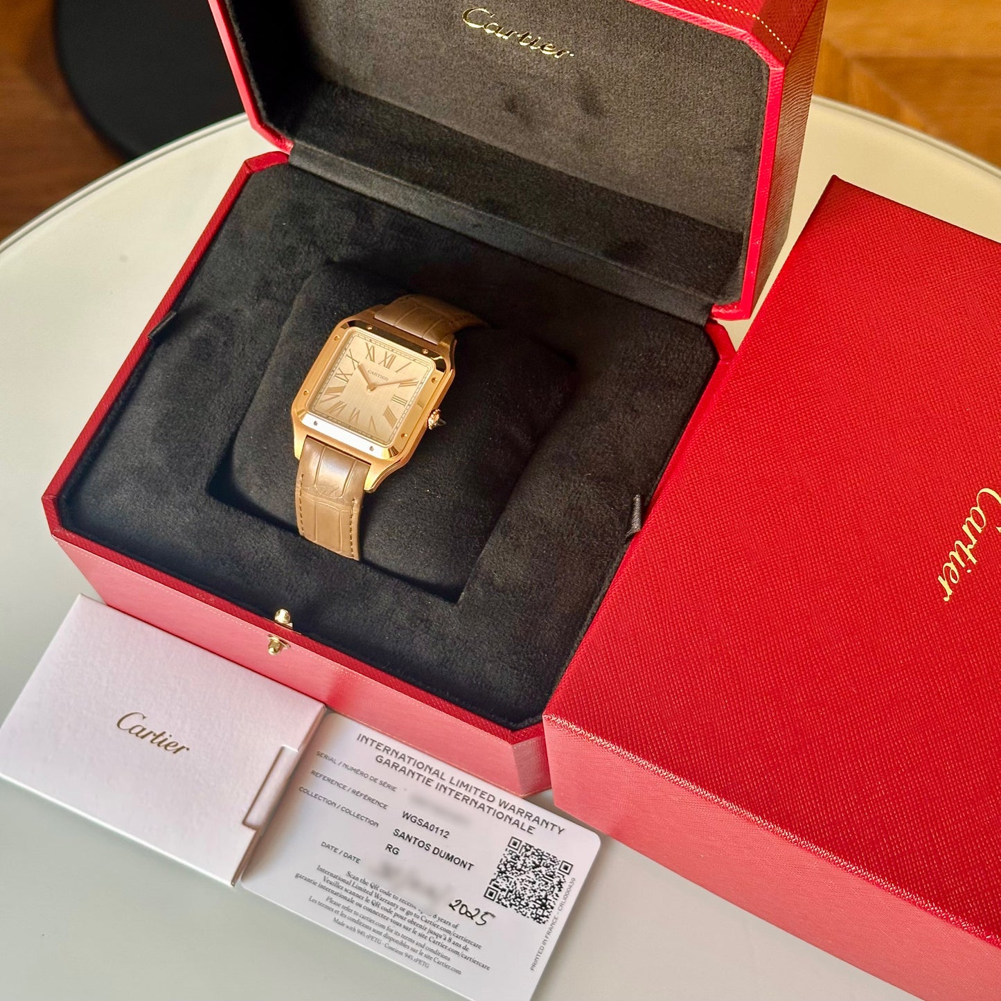 Santos Dumont XL 18K Rose Gold Beige Dial Ref WGSA0112 2025