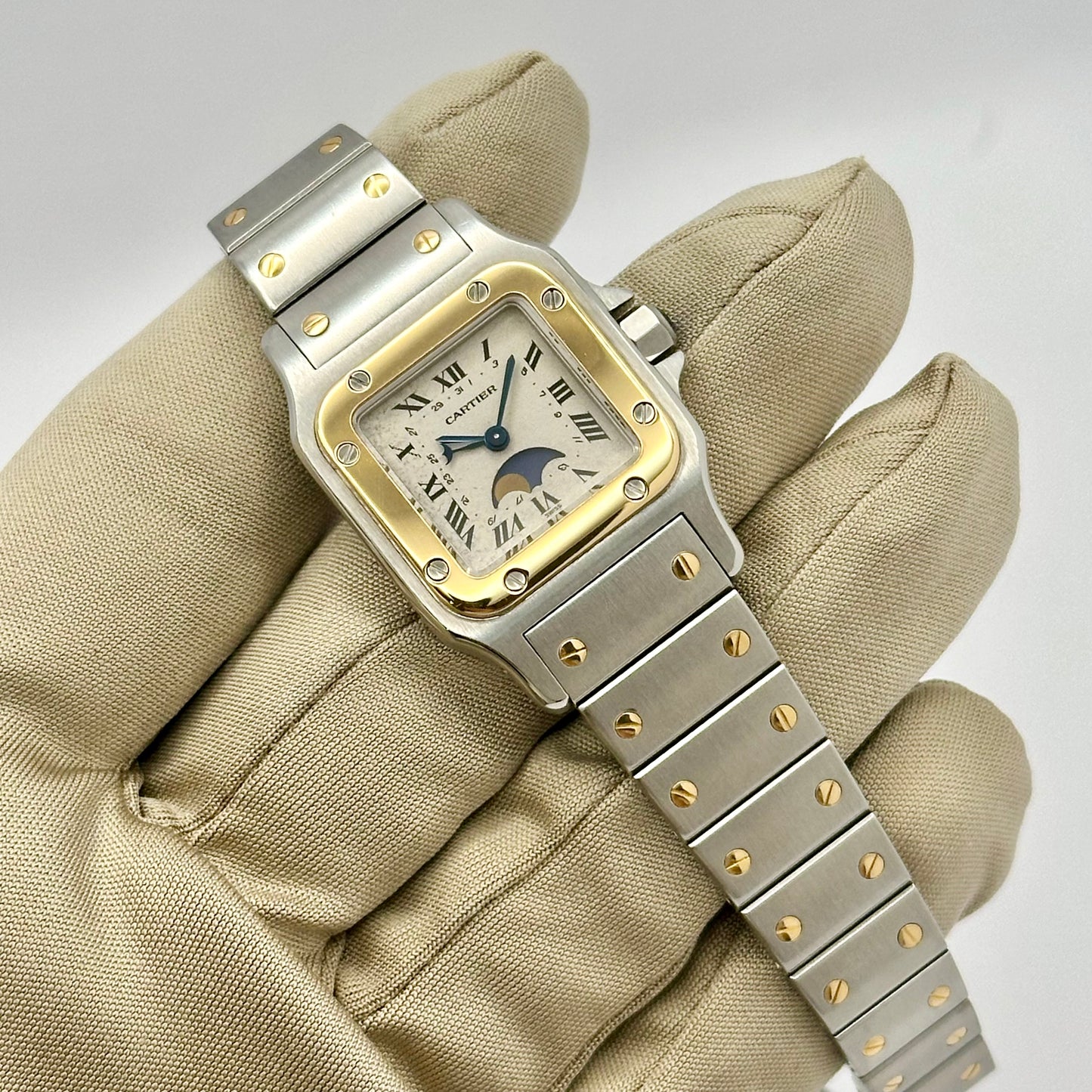 Santos Galbée Small Moonphase 18K Yellow Gold Two Tone Ref 119902 1990