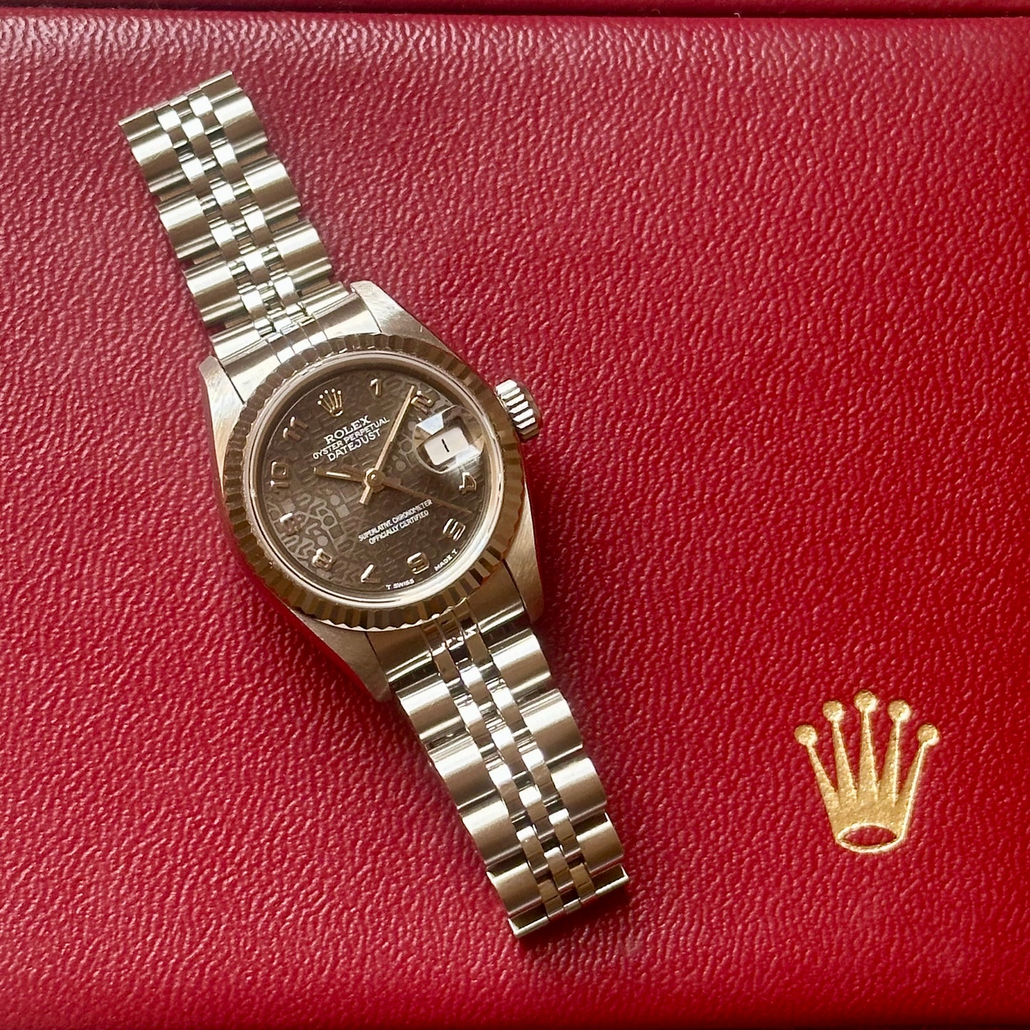 Lady-Datejust 26 Black Computer 18K White Gold Ref 69174 1991