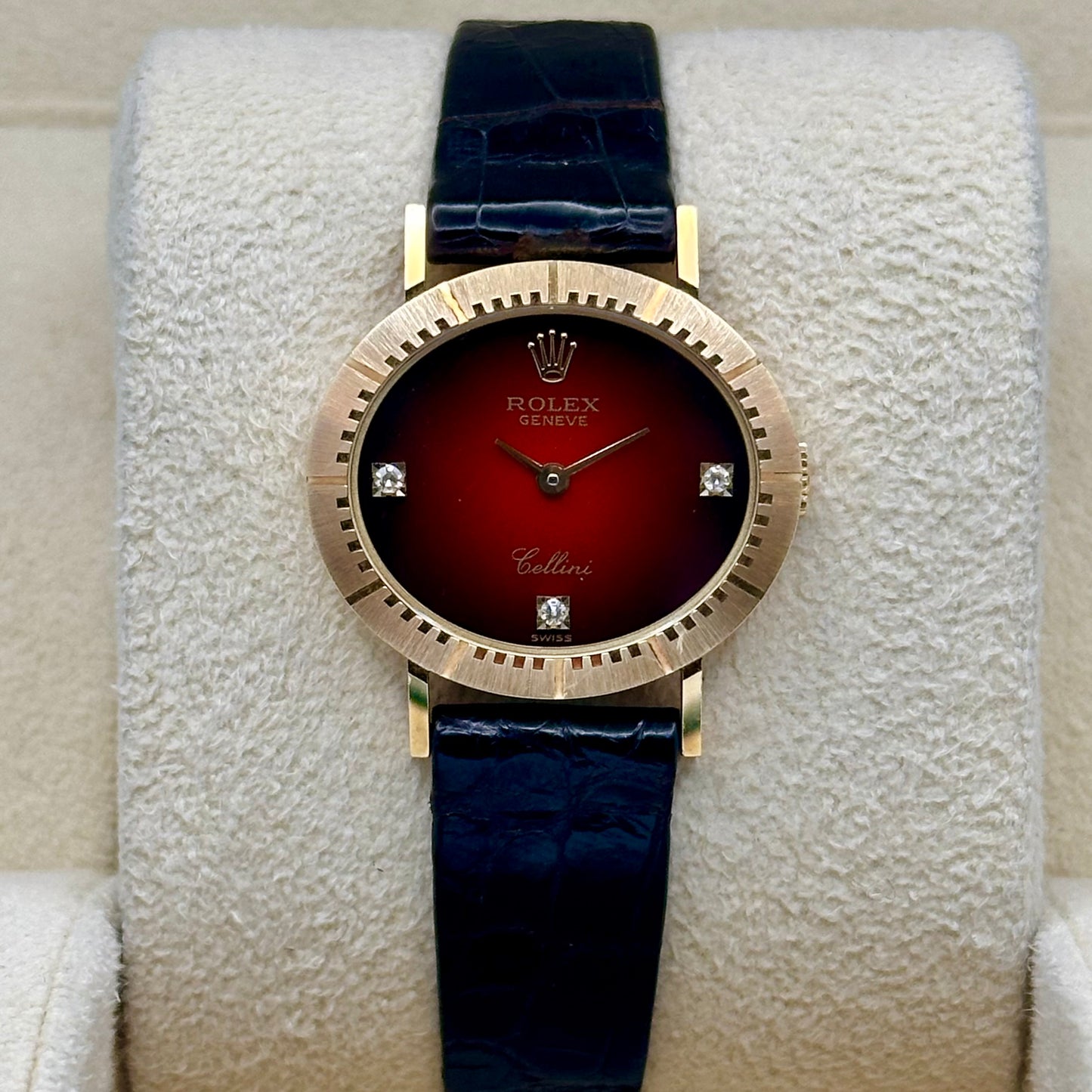 Cellini 18K Yellow Gold Red Vignette Diamond Ref 4081 1991