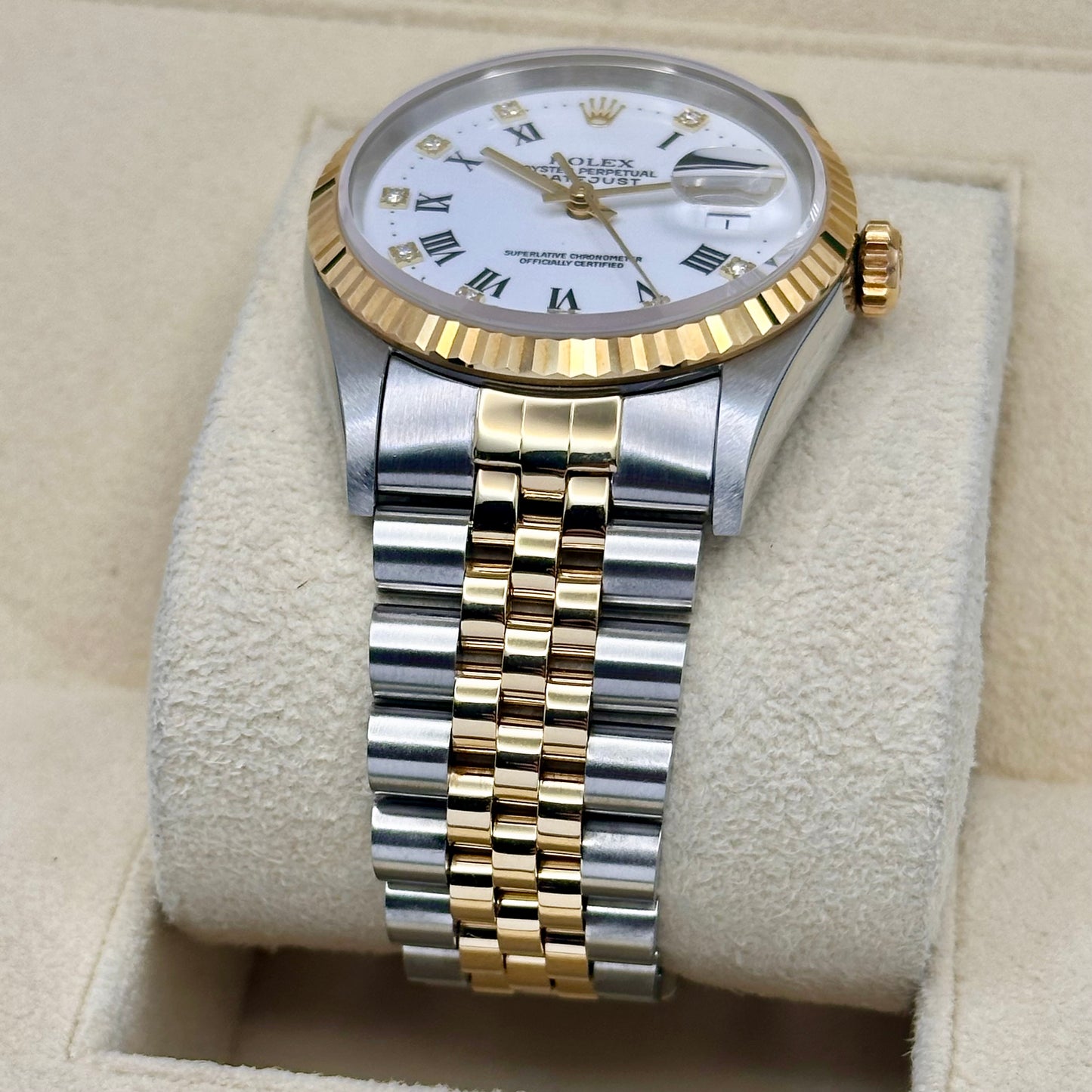 Datejust 36 White Buckley Diamond 18K Yellow Gold Ref 16233G 1997