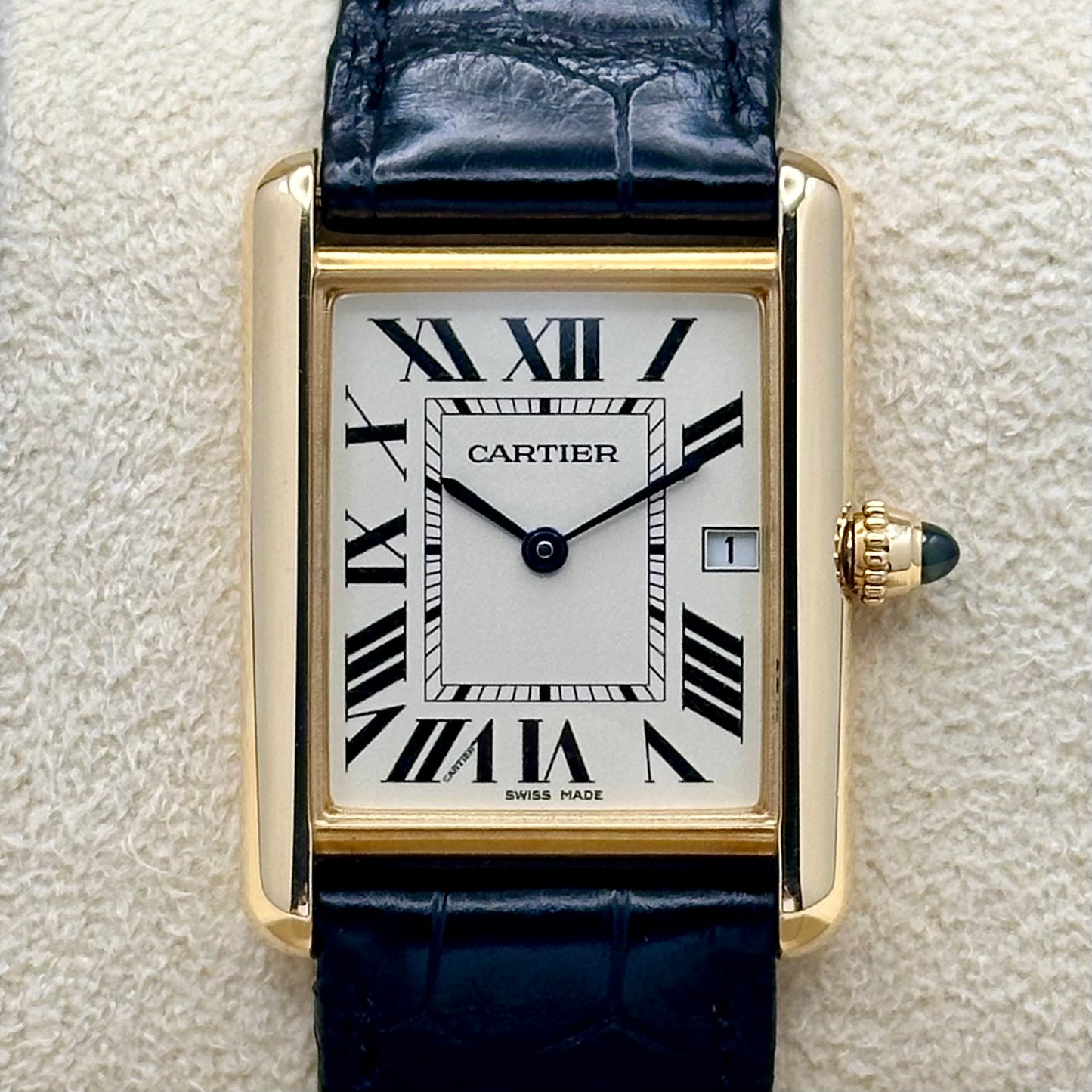 Tank Louis Cartier 18K Yellow Gold White Romans Ref 2441 2010