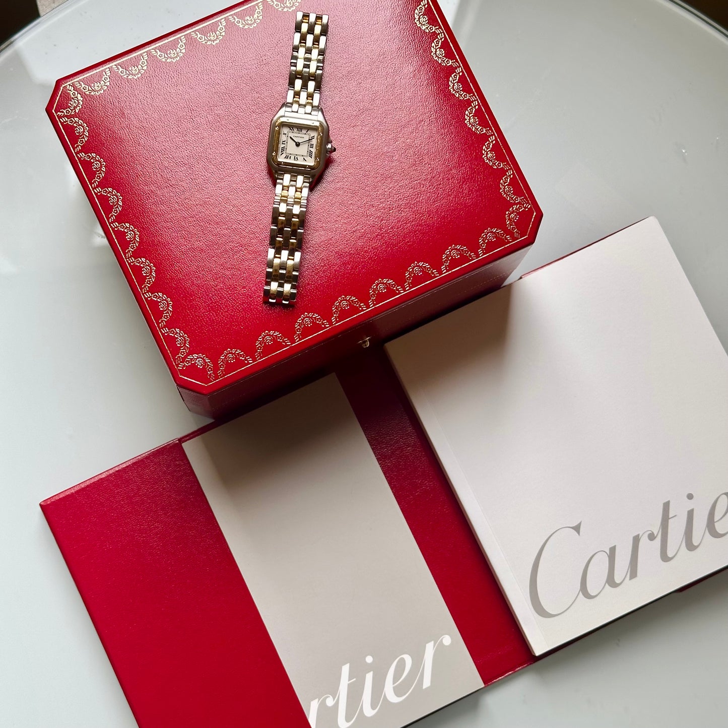 Panthère Two Row White Romans 18K Yellow Gold Ref 1120 2001