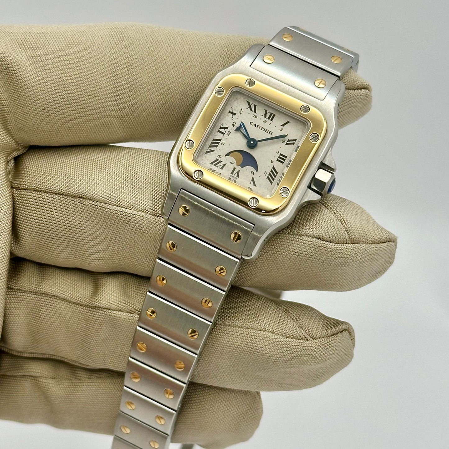 Santos Galbée Small Moonphase 18K Yellow Gold Two Tone Ref 119902 1990