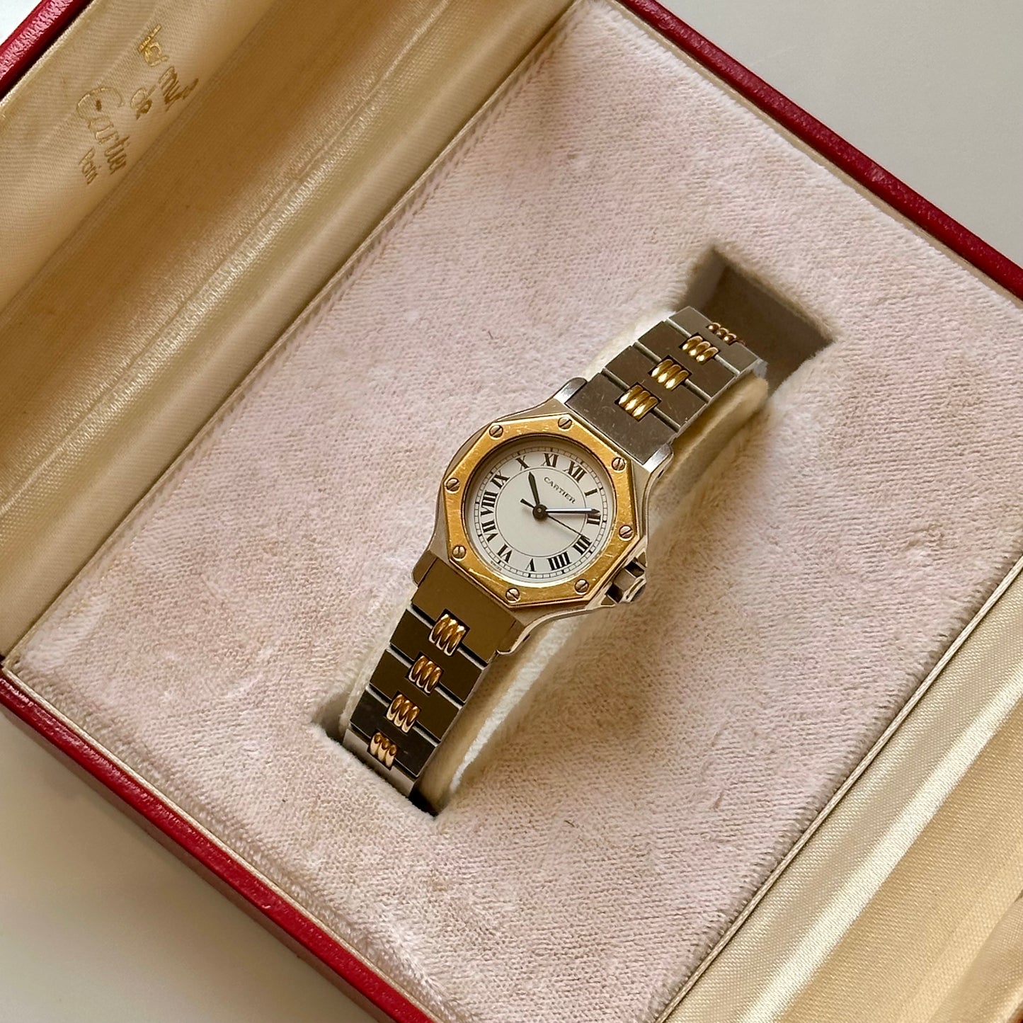 Santos Octagon White Romans 18K Yellow Gold 0907 1990