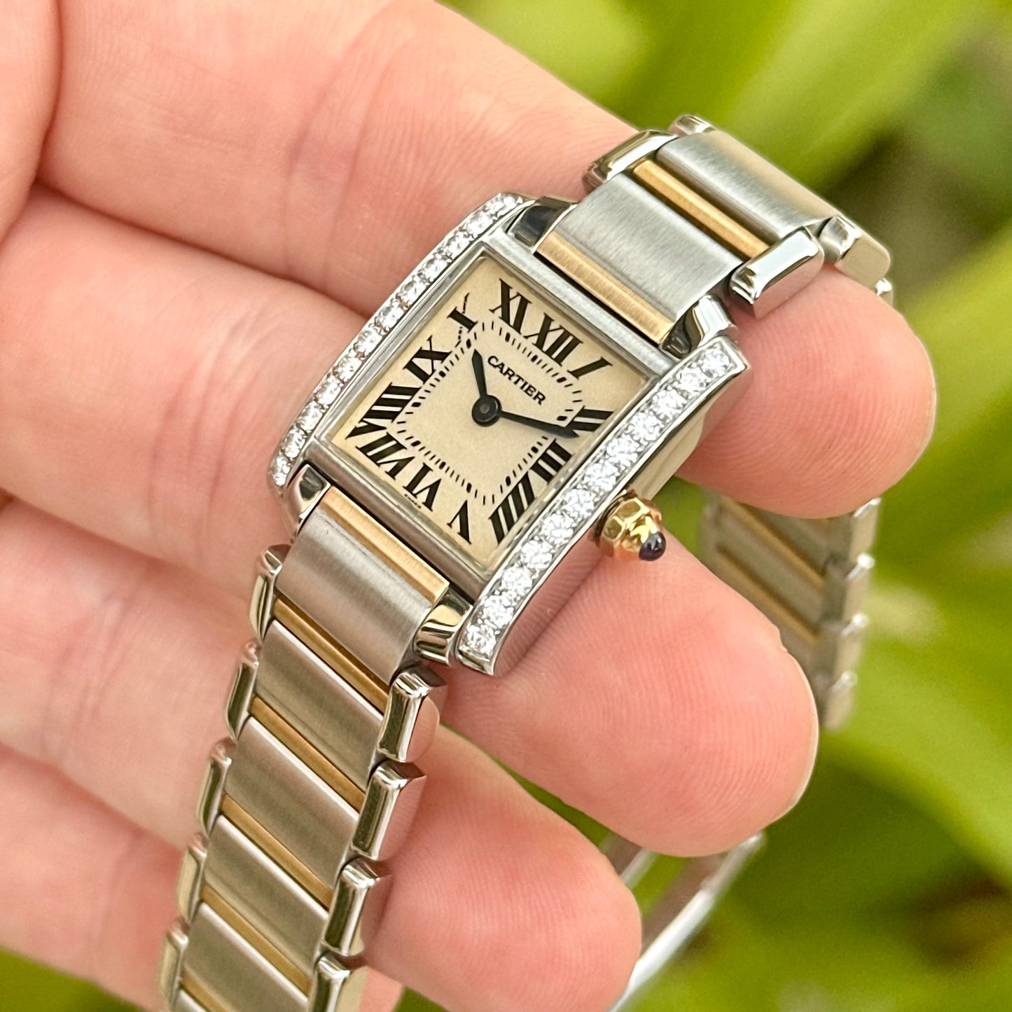 Tank Française Small Diamond Bezel Two Tone Ref 2300 2000