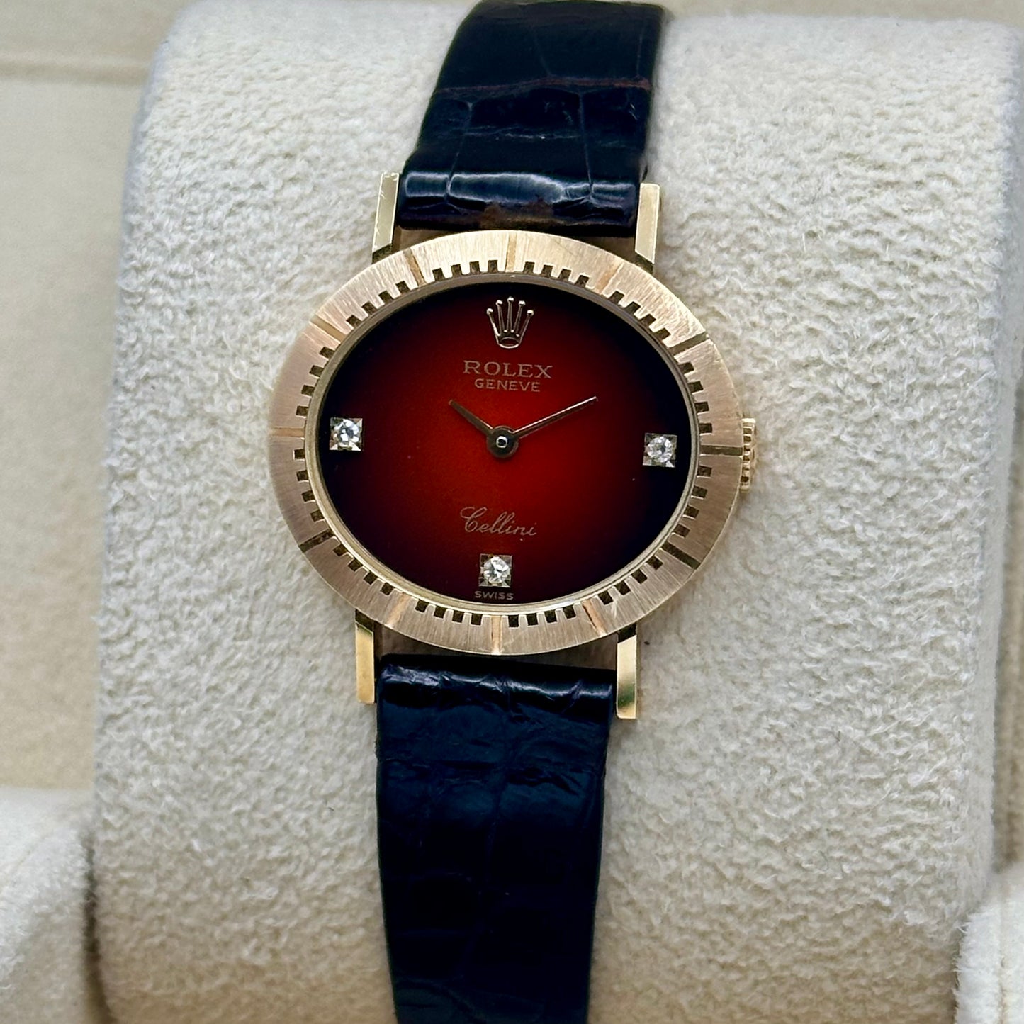 Cellini 18K Yellow Gold Red Vignette Diamond Ref 4081 1991