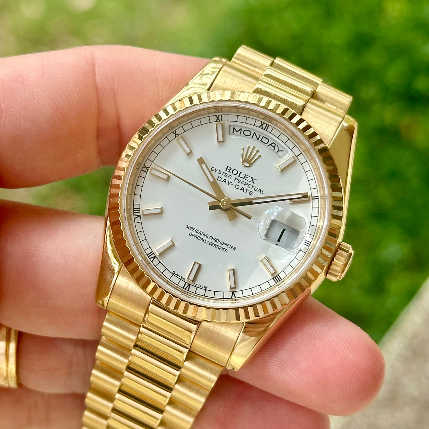 Day-Date 36 White Stick 18K Yellow Gold Ref 118238 2016